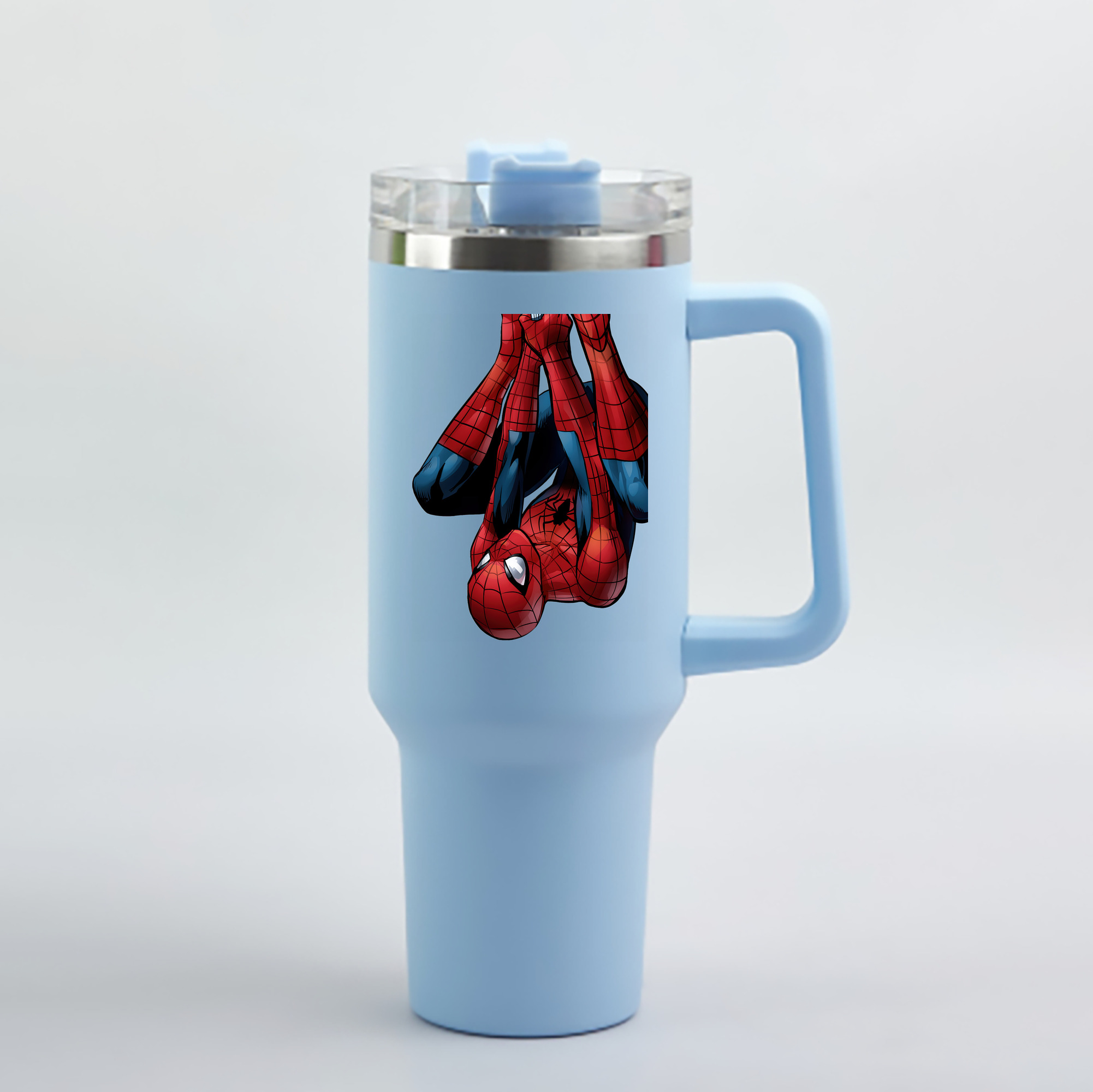（画像用） Spider Man スパイダーマン 1200mL車用タンブラー - クリスタルステッカー（プラスチックストロー付き）