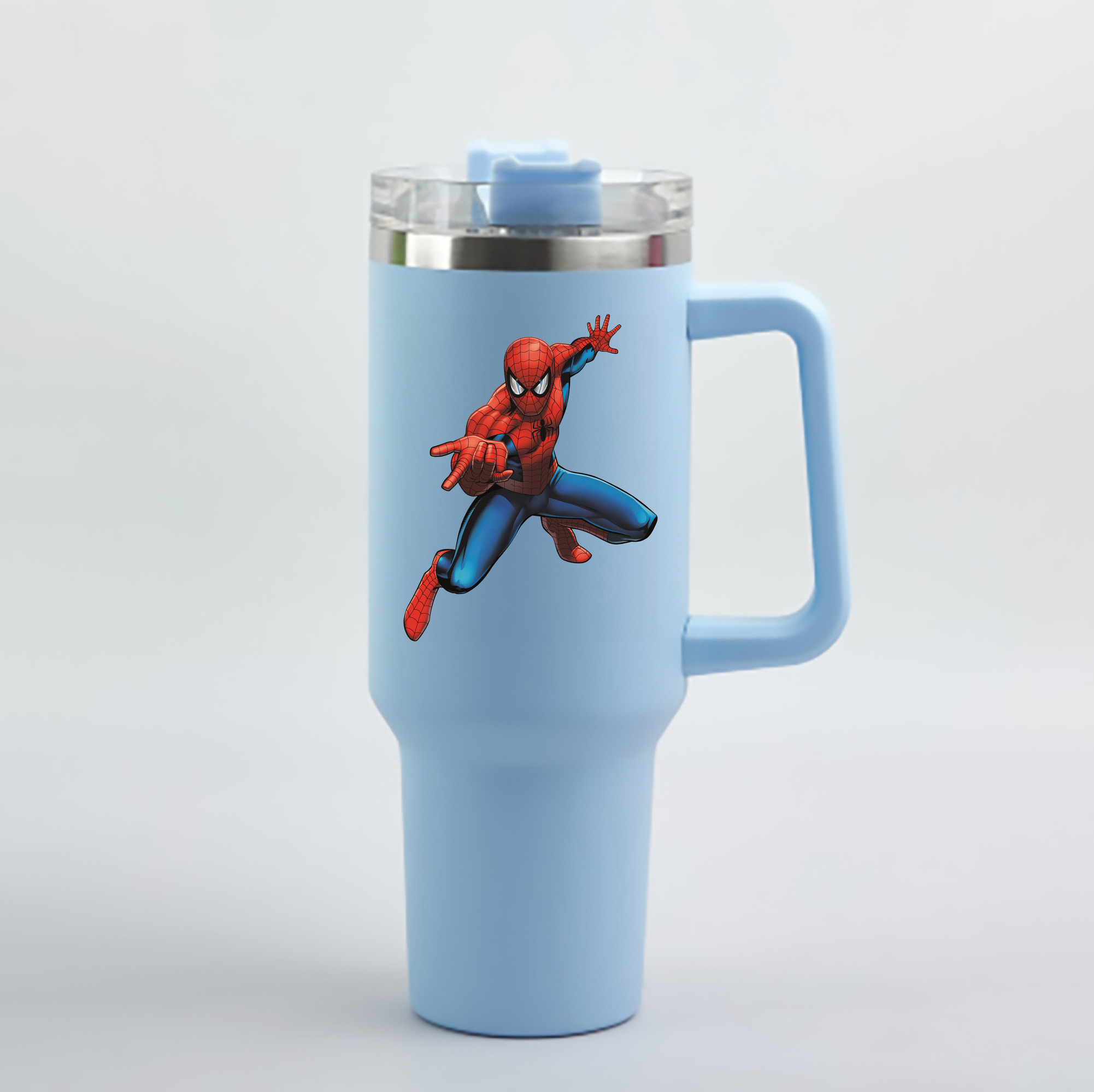 （画像用） Spider Man スパイダーマン 1200mL車用タンブラー - クリスタルステッカー（プラスチックストロー付き）