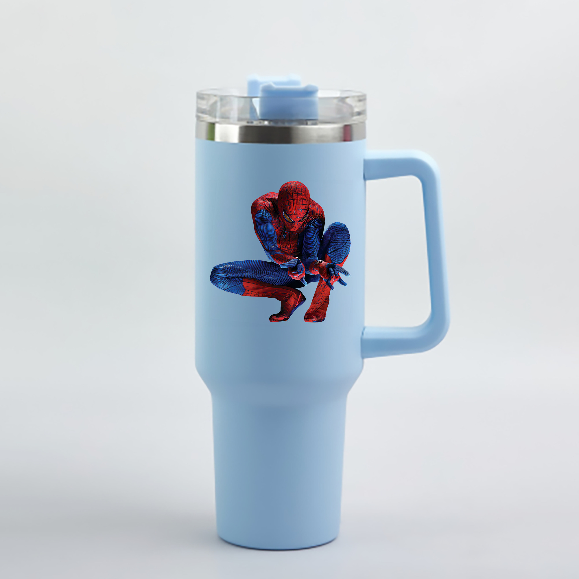 （画像用） Spider Man スパイダーマン 1200mL車用タンブラー - クリスタルステッカー（プラスチックストロー付き）