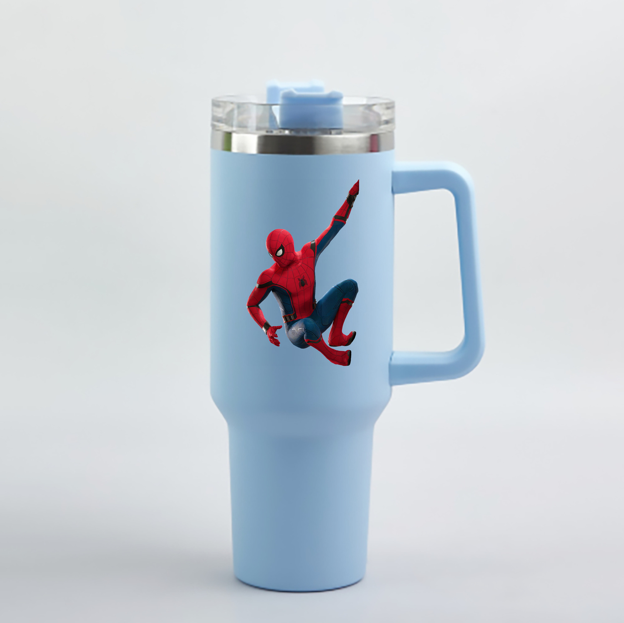 （画像用） Spider Man スパイダーマン 1200mL車用タンブラー - クリスタルステッカー（プラスチックストロー付き）