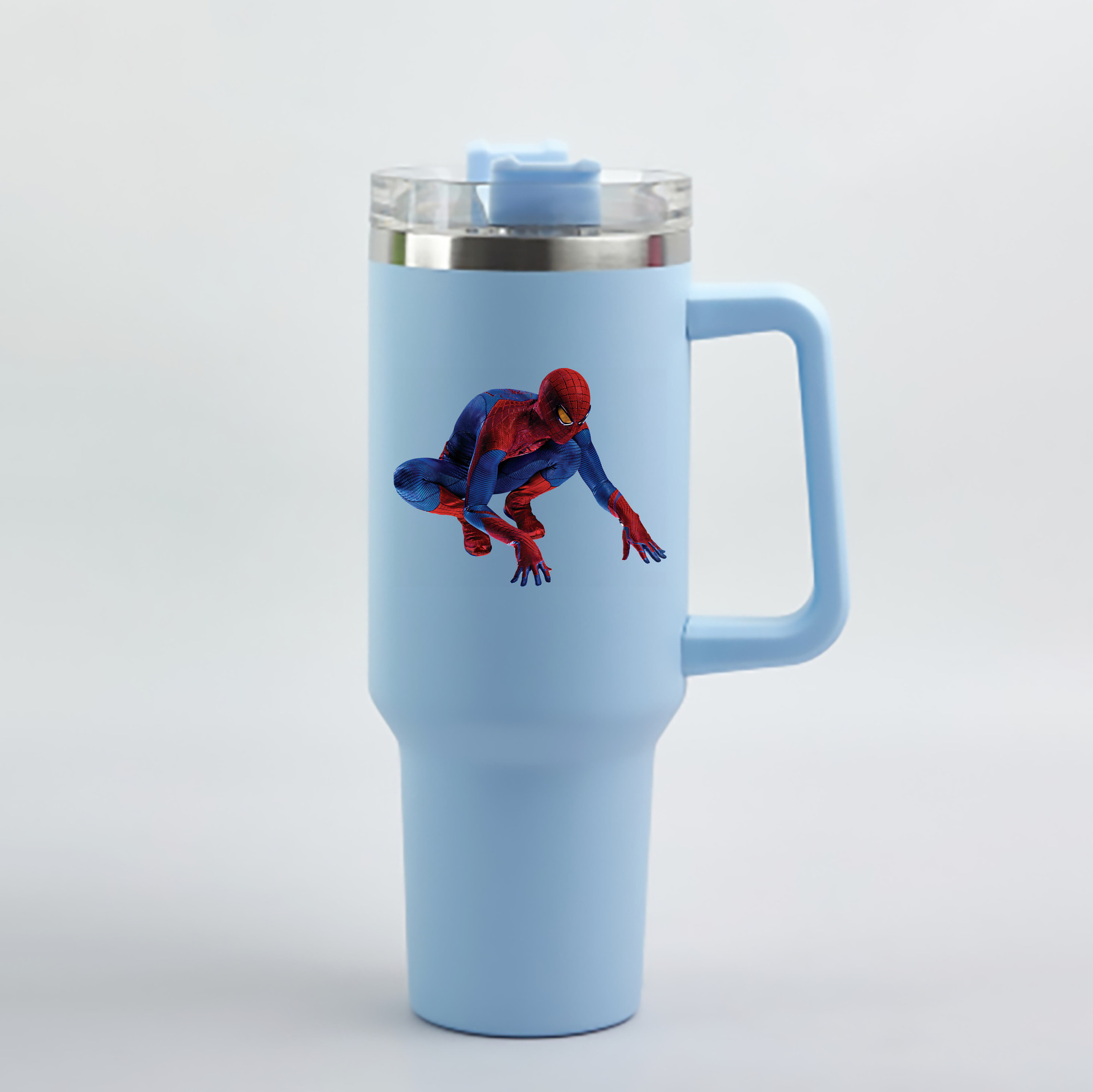 （画像用） Spider Man スパイダーマン 1200mL車用タンブラー - クリスタルステッカー（プラスチックストロー付き）
