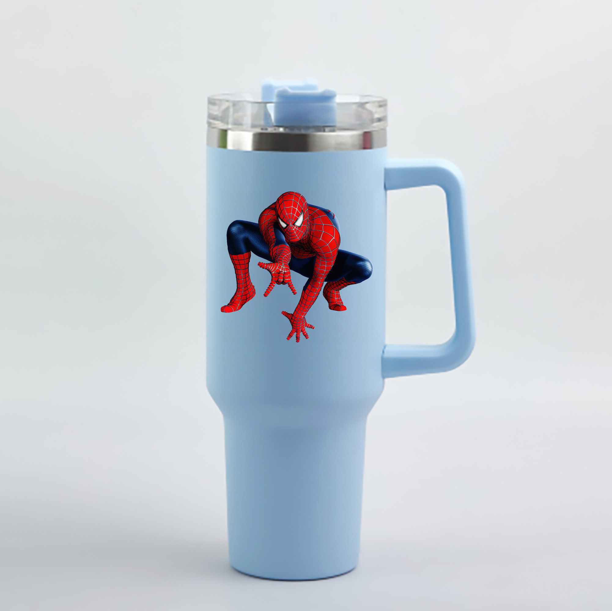 （画像用） Spider Man スパイダーマン 1200mL車用タンブラー - クリスタルステッカー（プラスチックストロー付き）