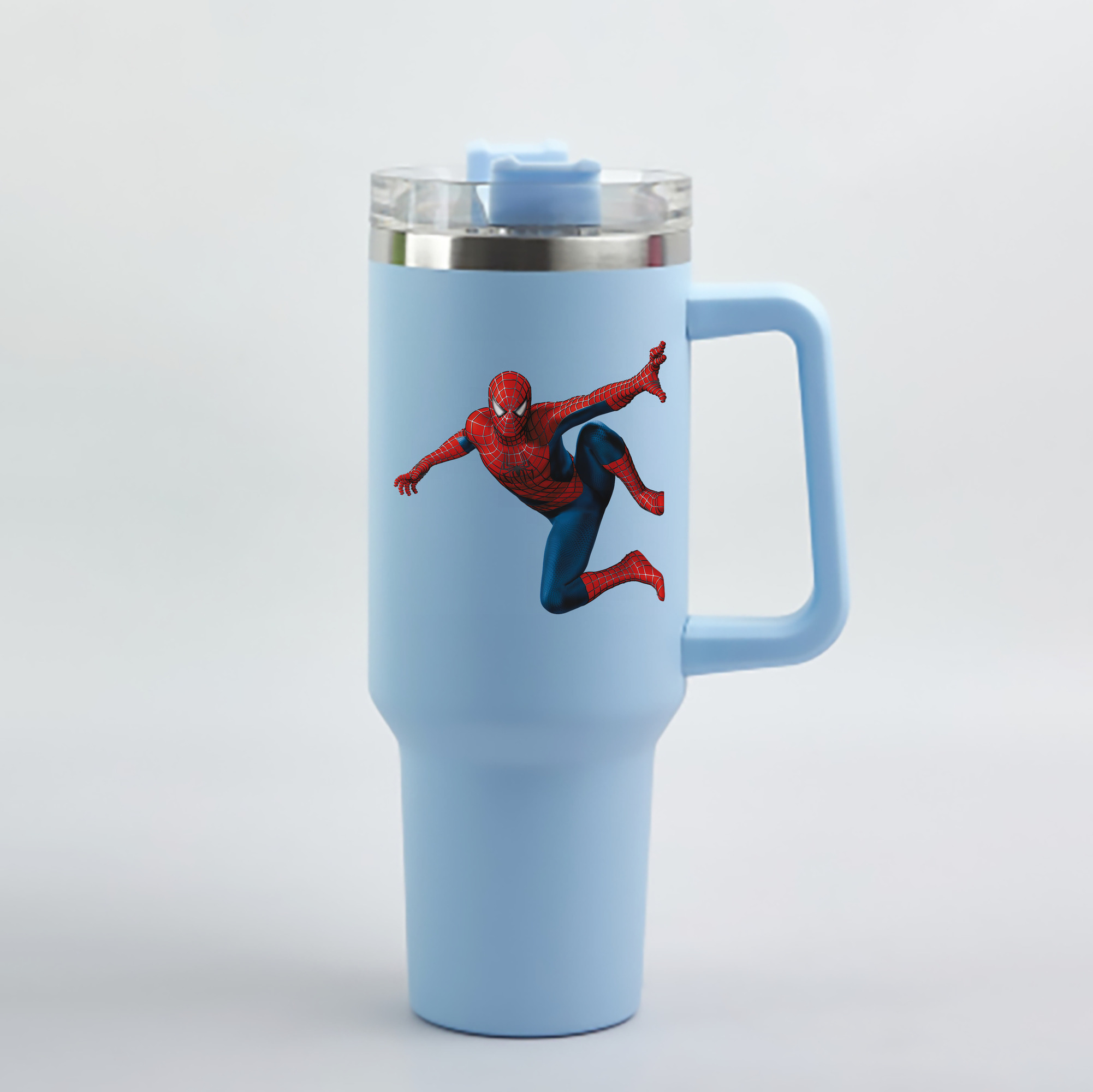 （画像用） Spider Man スパイダーマン 1200mL車用タンブラー - クリスタルステッカー（プラスチックストロー付き）