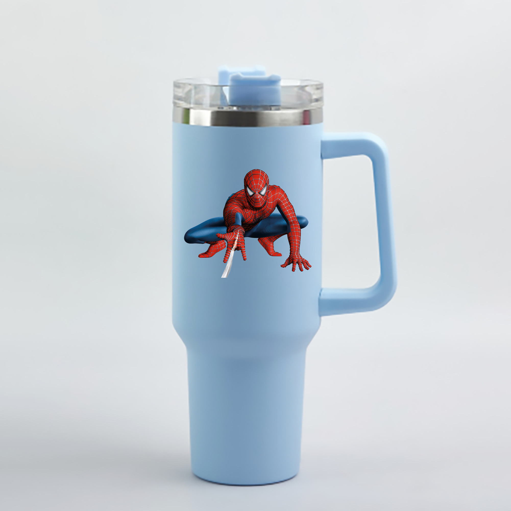 （画像用） Spider Man スパイダーマン 1200mL車用タンブラー - クリスタルステッカー（プラスチックストロー付き）