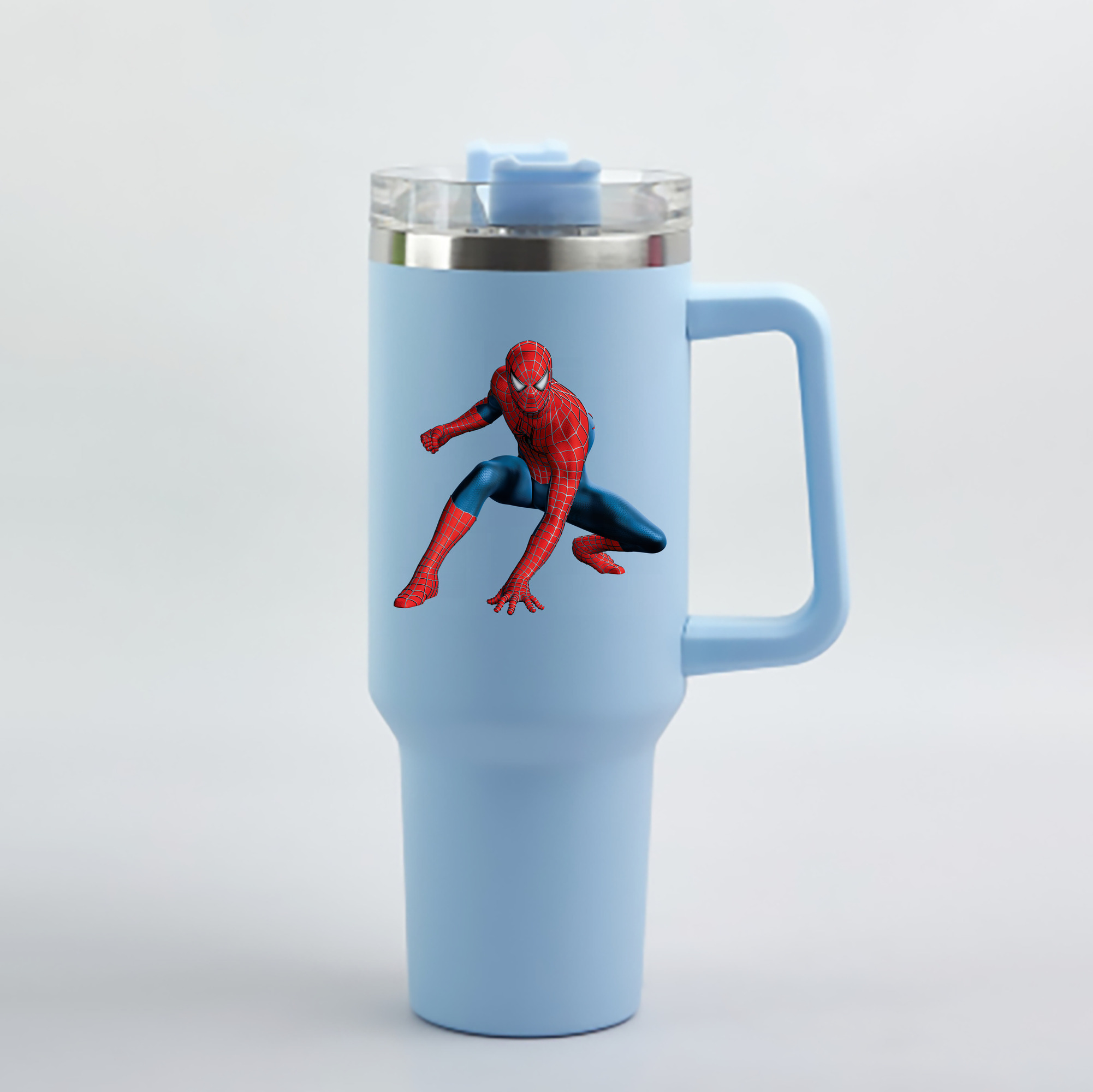 （画像用） Spider Man スパイダーマン 1200mL車用タンブラー - クリスタルステッカー（プラスチックストロー付き）