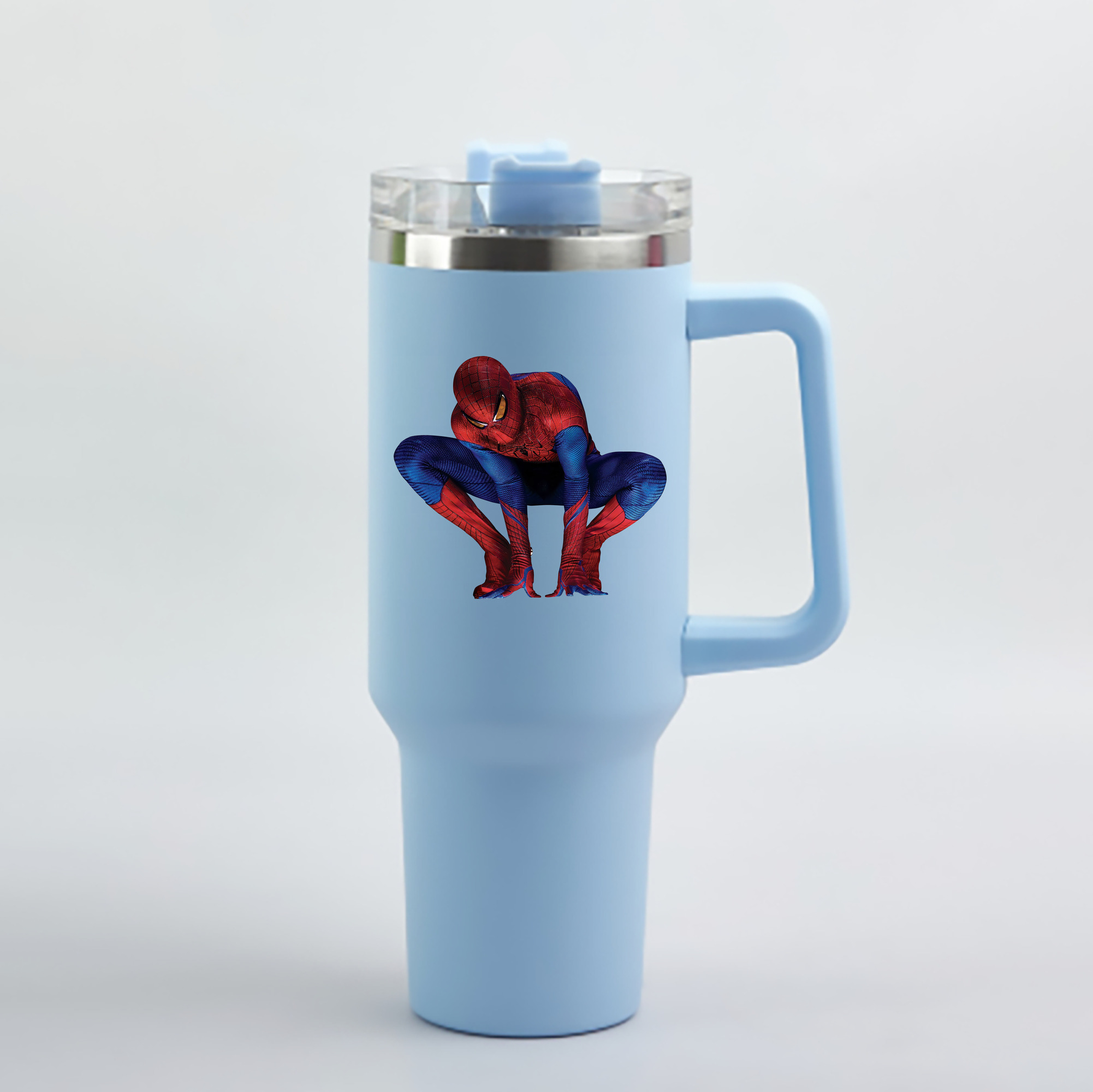 （画像用） Spider Man スパイダーマン 1200mL車用タンブラー - クリスタルステッカー（プラスチックストロー付き）