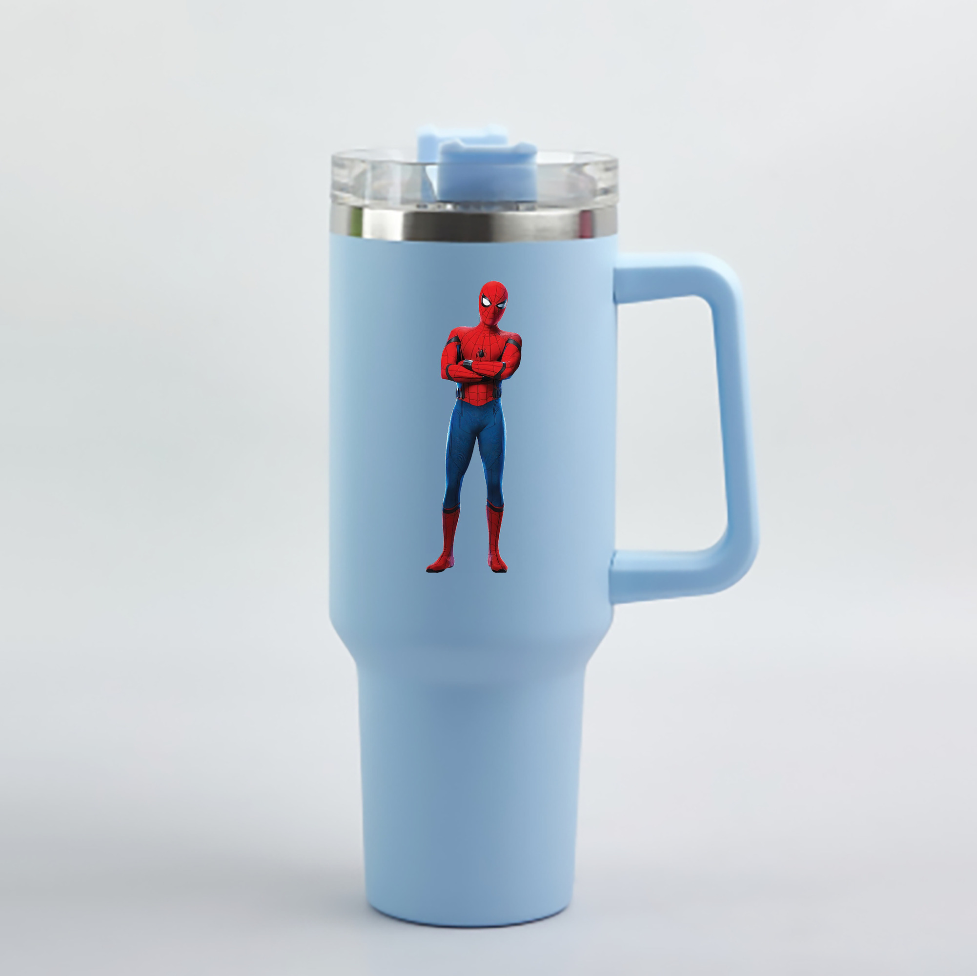 （画像用） Spider Man スパイダーマン 1200mL車用タンブラー - クリスタルステッカー（プラスチックストロー付き）