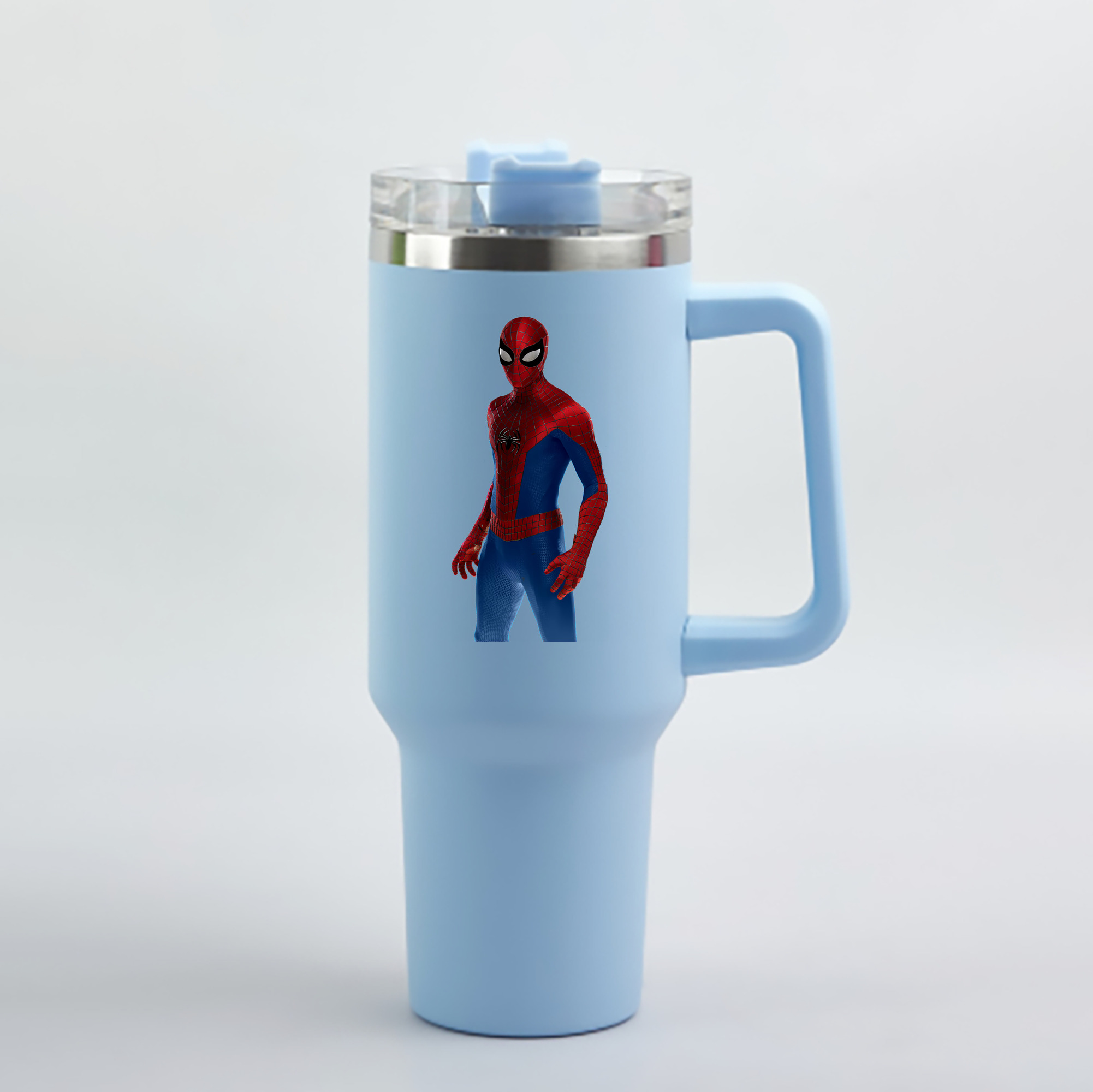 （画像用） Spider Man スパイダーマン 1200mL車用タンブラー - クリスタルステッカー（プラスチックストロー付き）