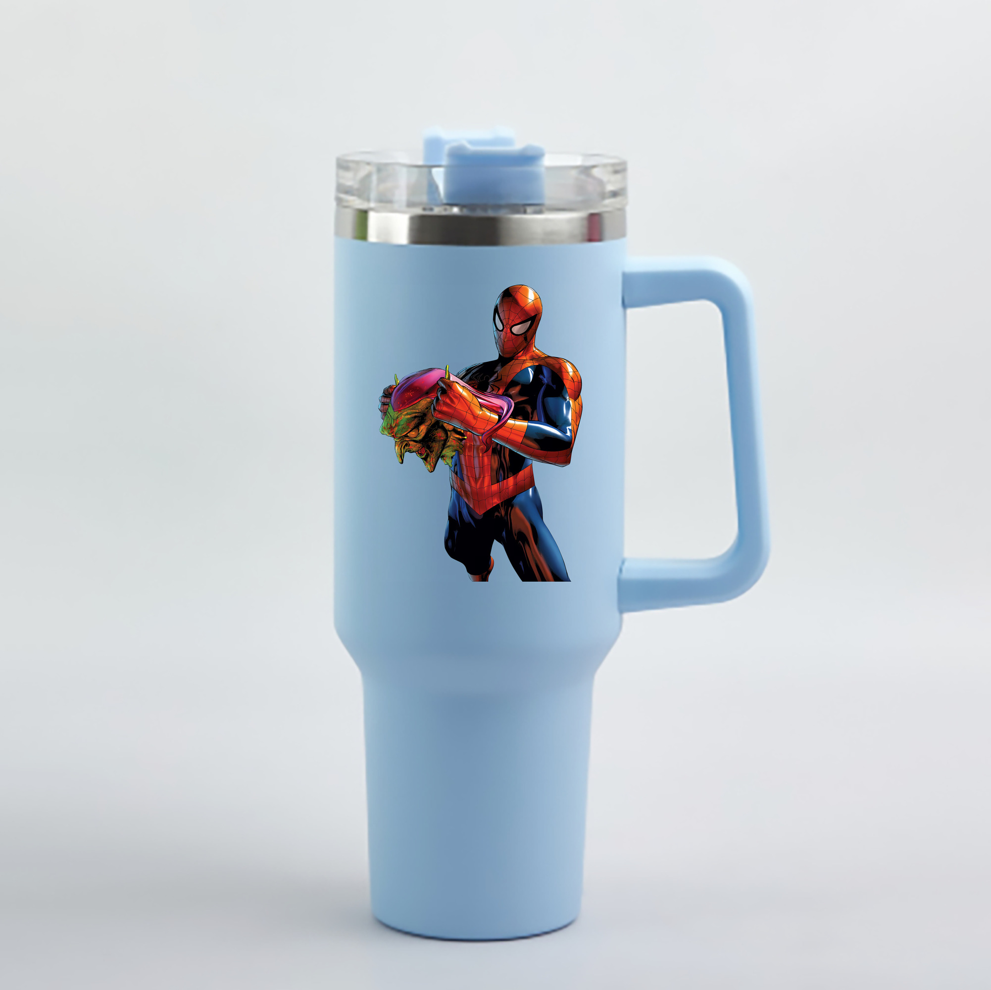 （画像用） Spider Man スパイダーマン 1200mL車用タンブラー - クリスタルステッカー（プラスチックストロー付き）