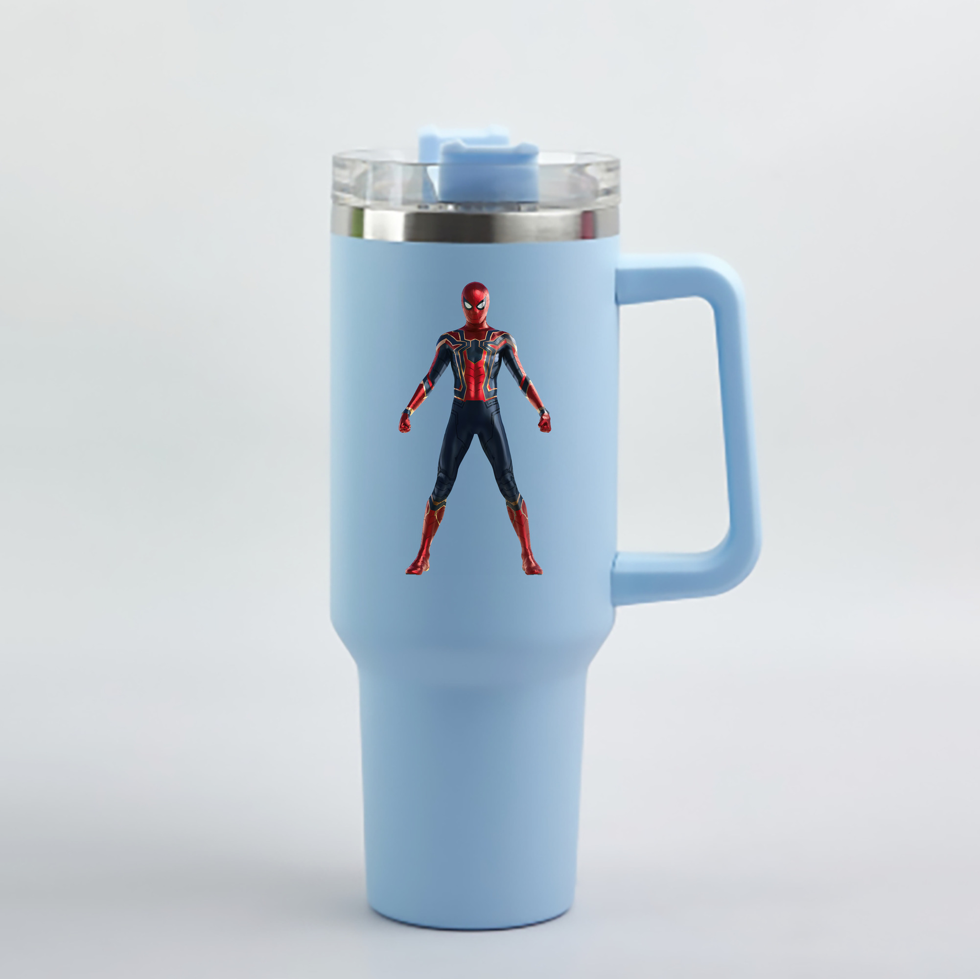 （画像用） Spider Man スパイダーマン 1200mL車用タンブラー - クリスタルステッカー（プラスチックストロー付き）