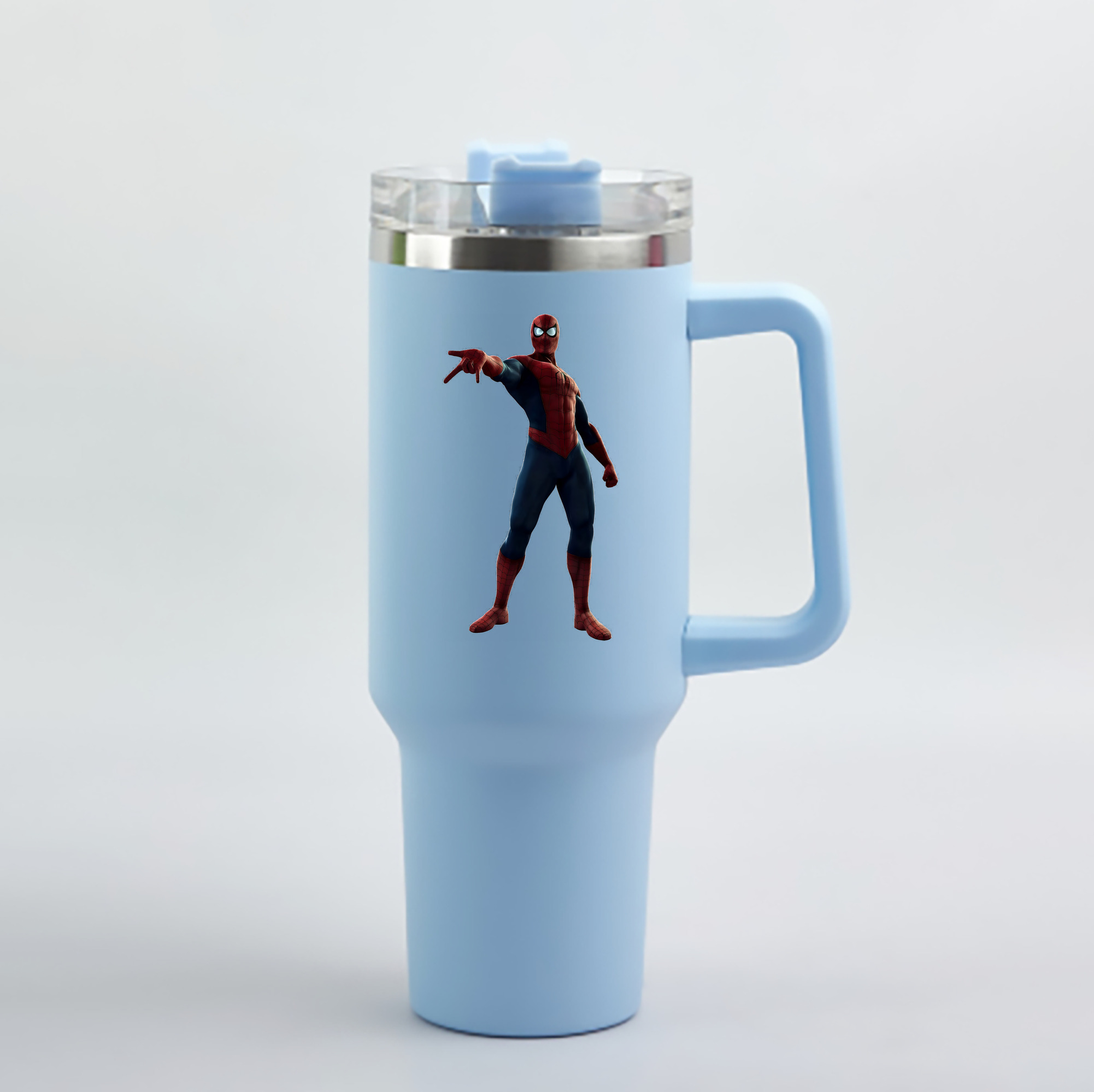 （画像用） Spider Man スパイダーマン 1200mL車用タンブラー - クリスタルステッカー（プラスチックストロー付き）