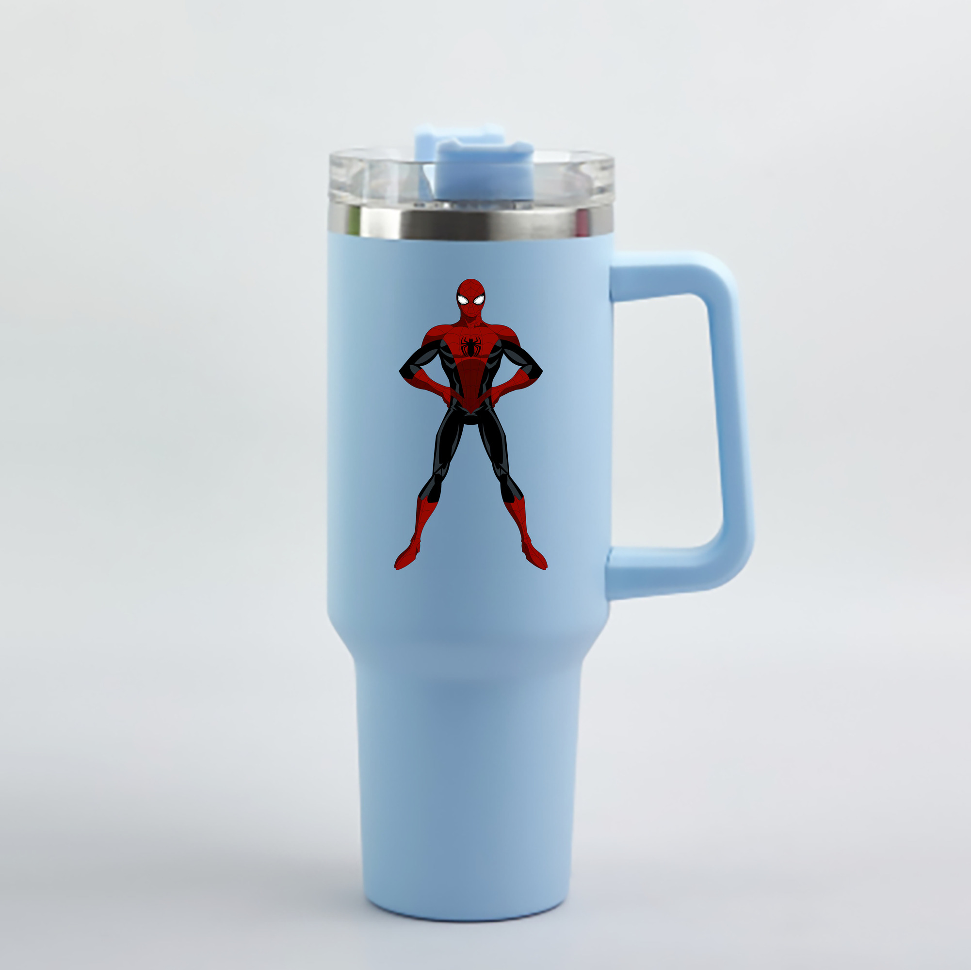 （画像用） Spider Man スパイダーマン 1200mL車用タンブラー - クリスタルステッカー（プラスチックストロー付き）