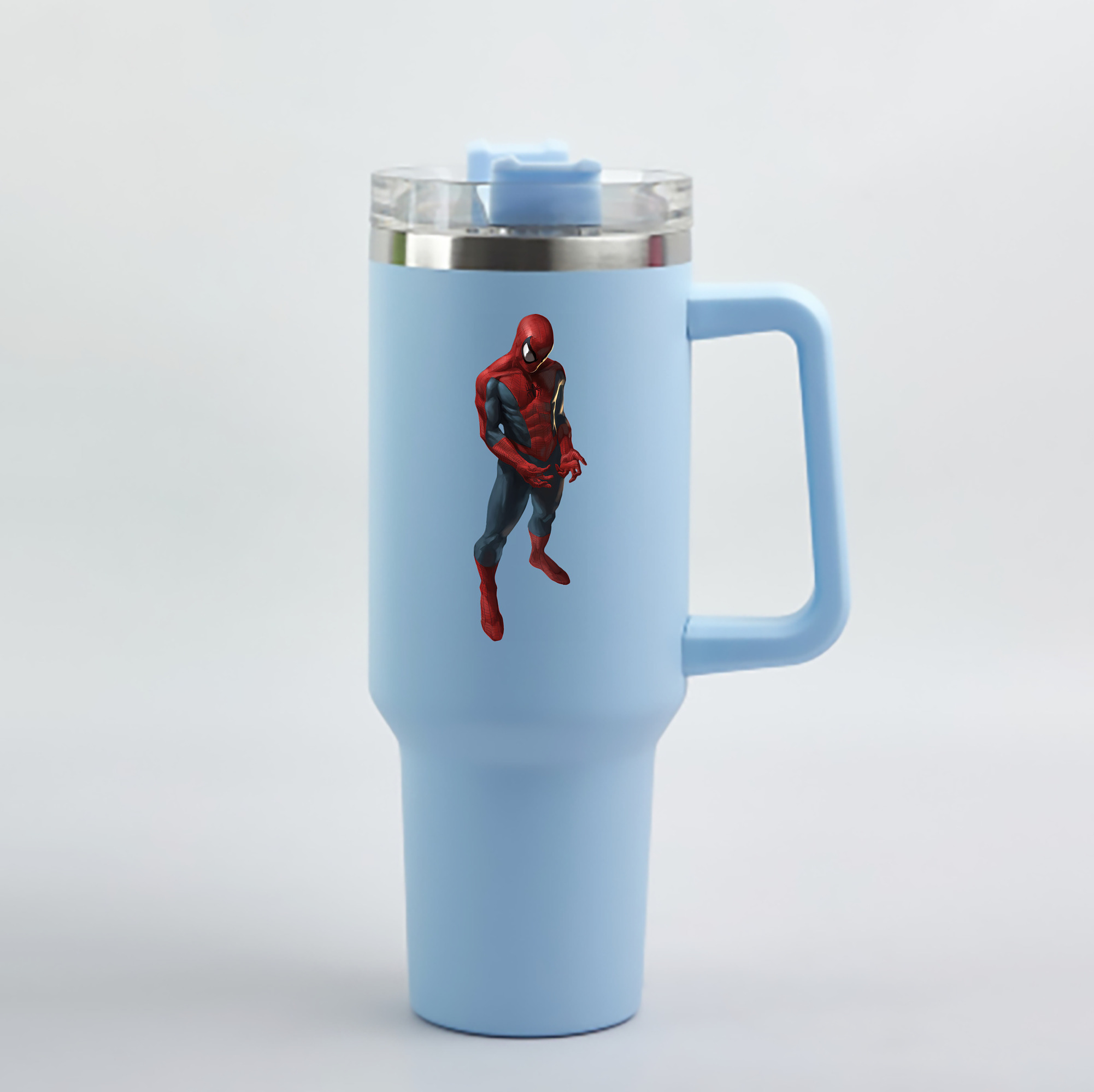 （画像用） Spider Man スパイダーマン 1200mL車用タンブラー - クリスタルステッカー（プラスチックストロー付き）