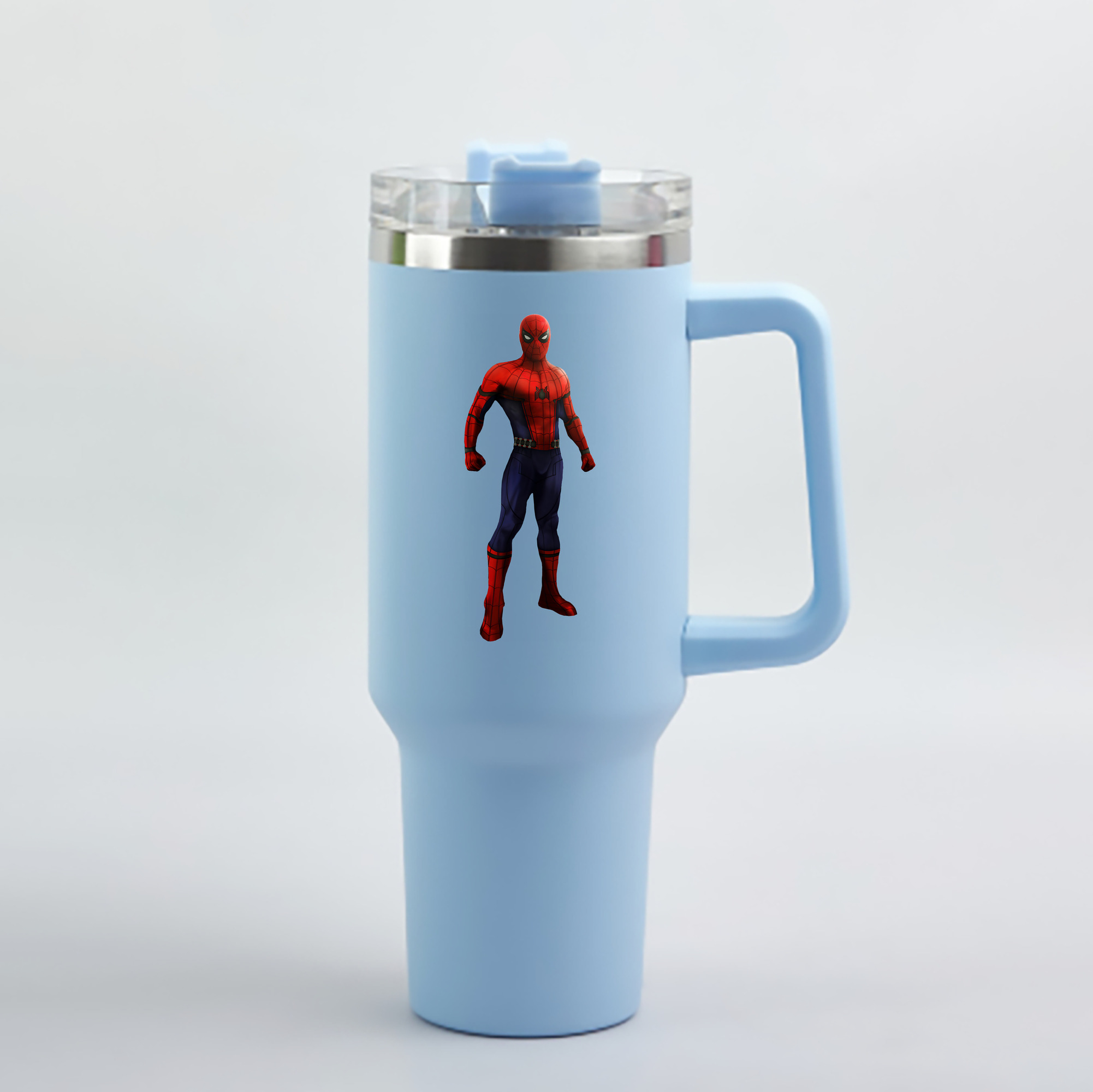 （画像用） Spider Man スパイダーマン 1200mL車用タンブラー - クリスタルステッカー（プラスチックストロー付き）