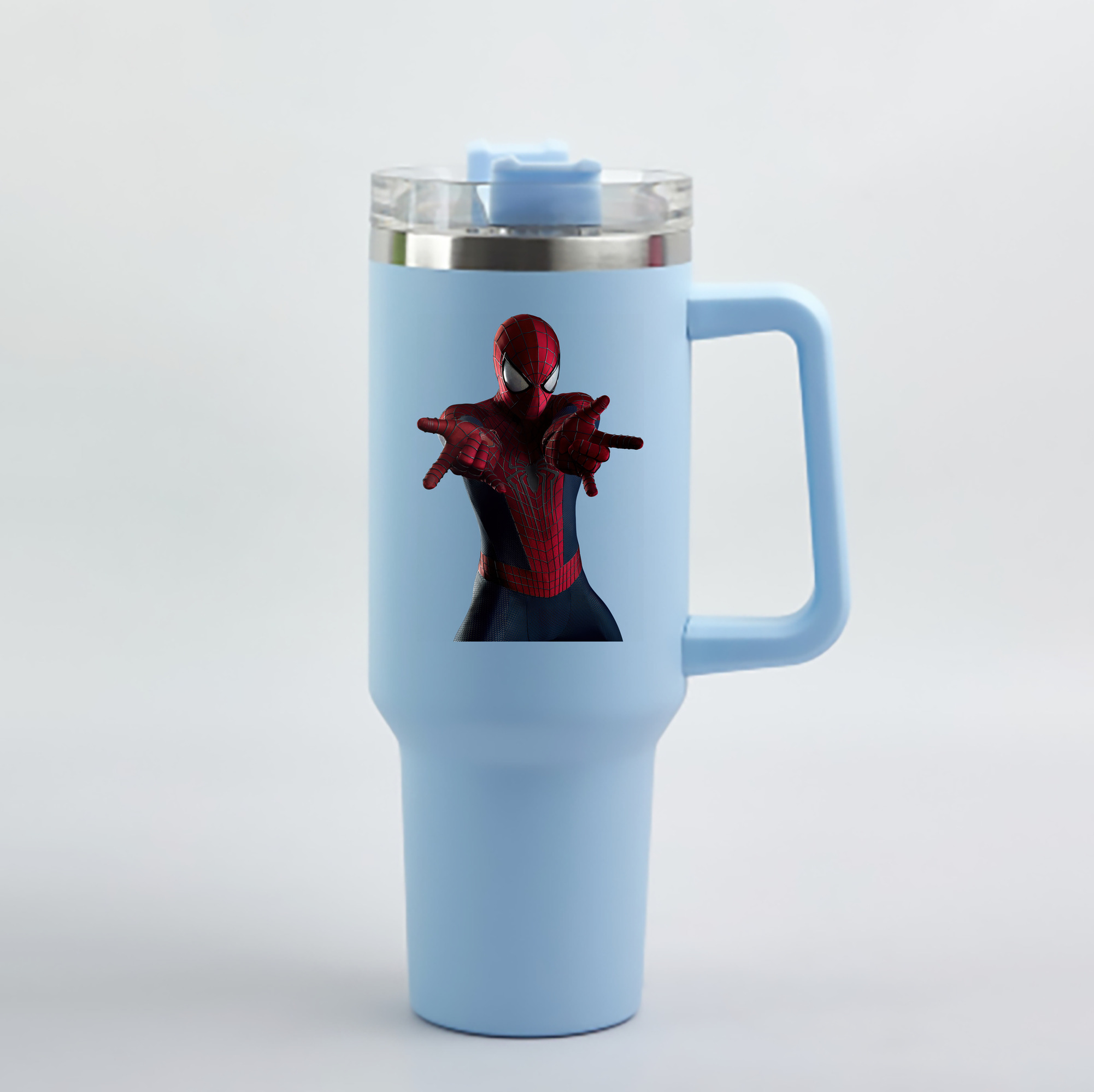 （画像用） Spider Man スパイダーマン 1200mL車用タンブラー - クリスタルステッカー（プラスチックストロー付き）