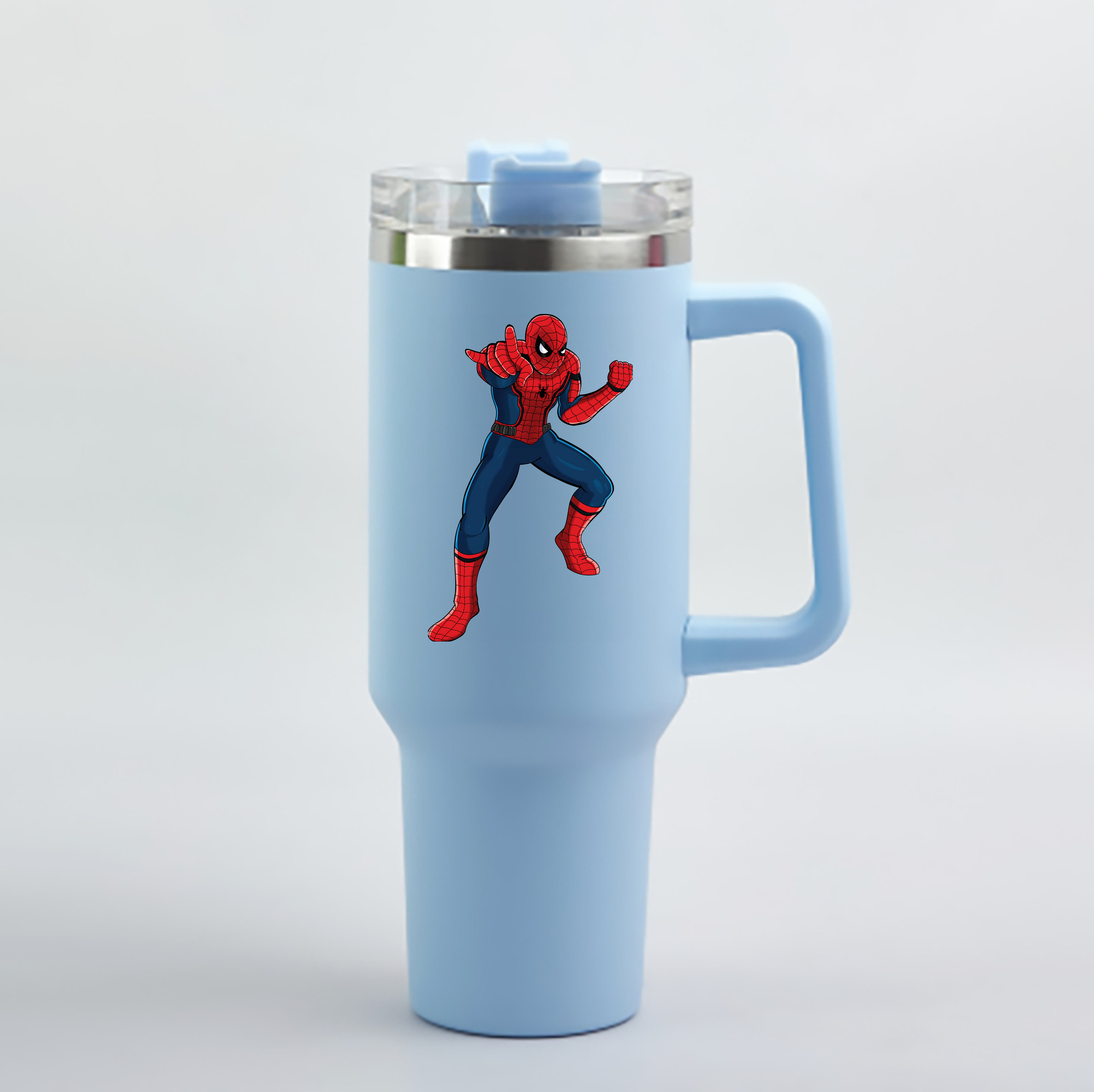 （画像用） Spider Man スパイダーマン 1200mL車用タンブラー - クリスタルステッカー（プラスチックストロー付き）