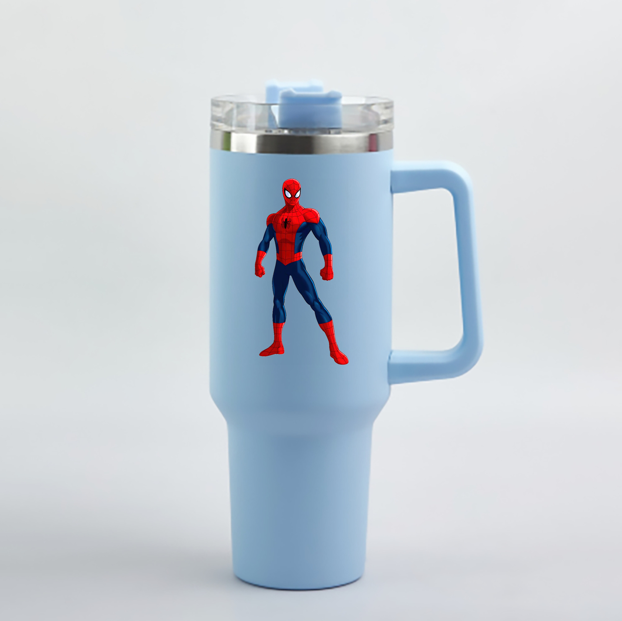 （画像用） Spider Man スパイダーマン 1200mL車用タンブラー - クリスタルステッカー（プラスチックストロー付き）