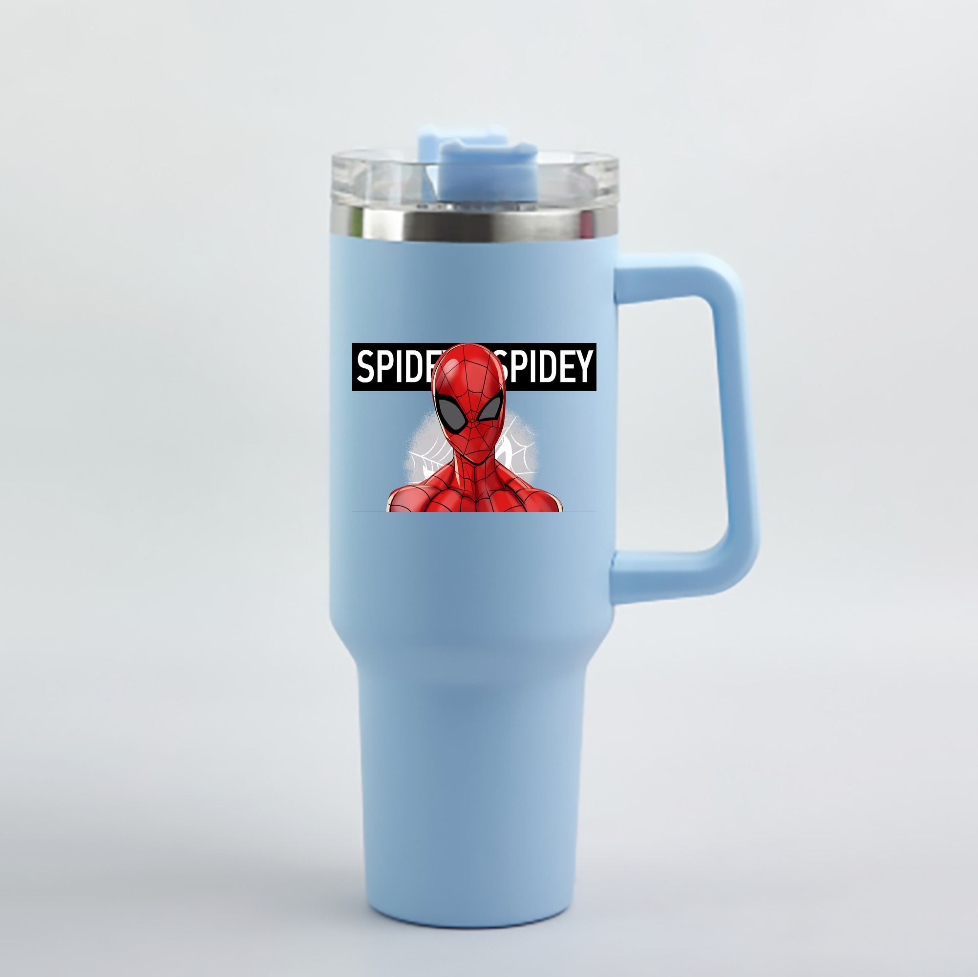 （画像用） Spider Man スパイダーマン 1200mL車用タンブラー - クリスタルステッカー（プラスチックストロー付き）