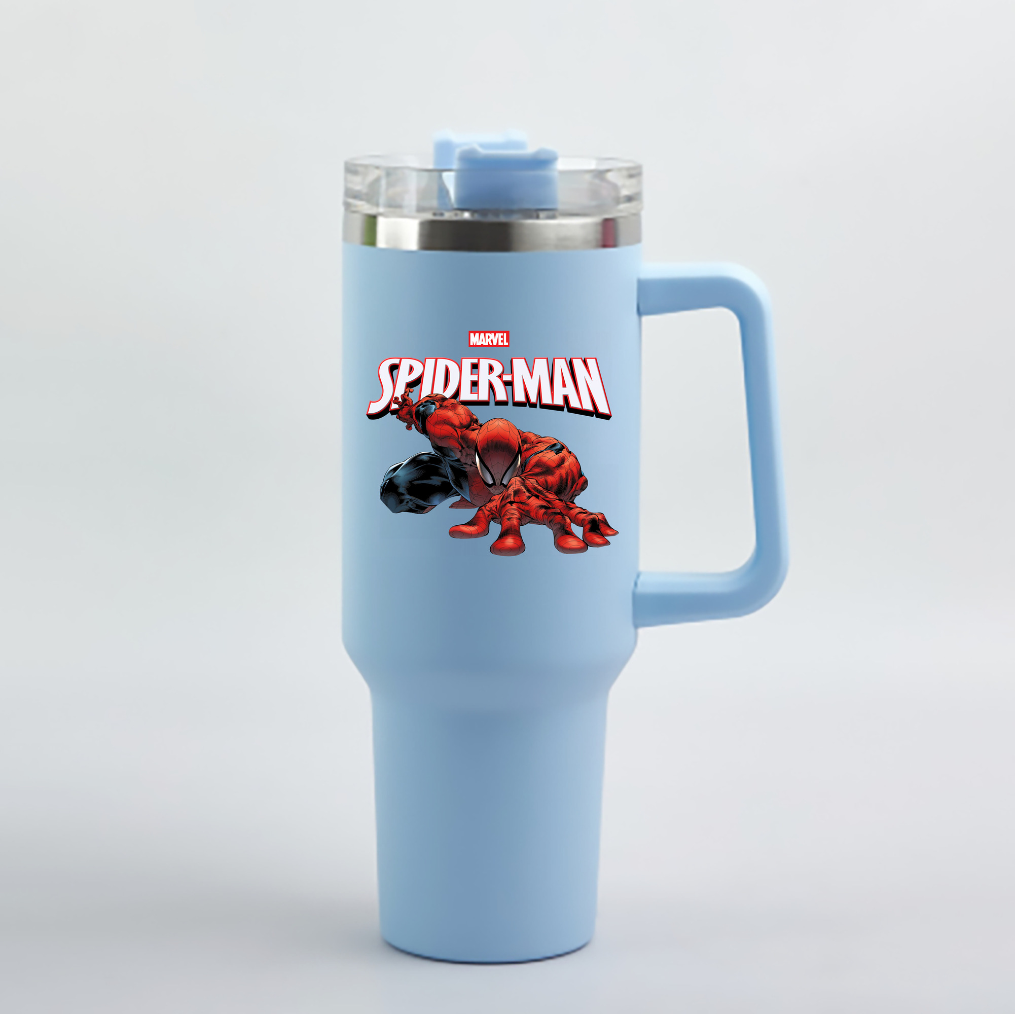 （画像用） Spider Man スパイダーマン 1200mL車用タンブラー - クリスタルステッカー（プラスチックストロー付き）