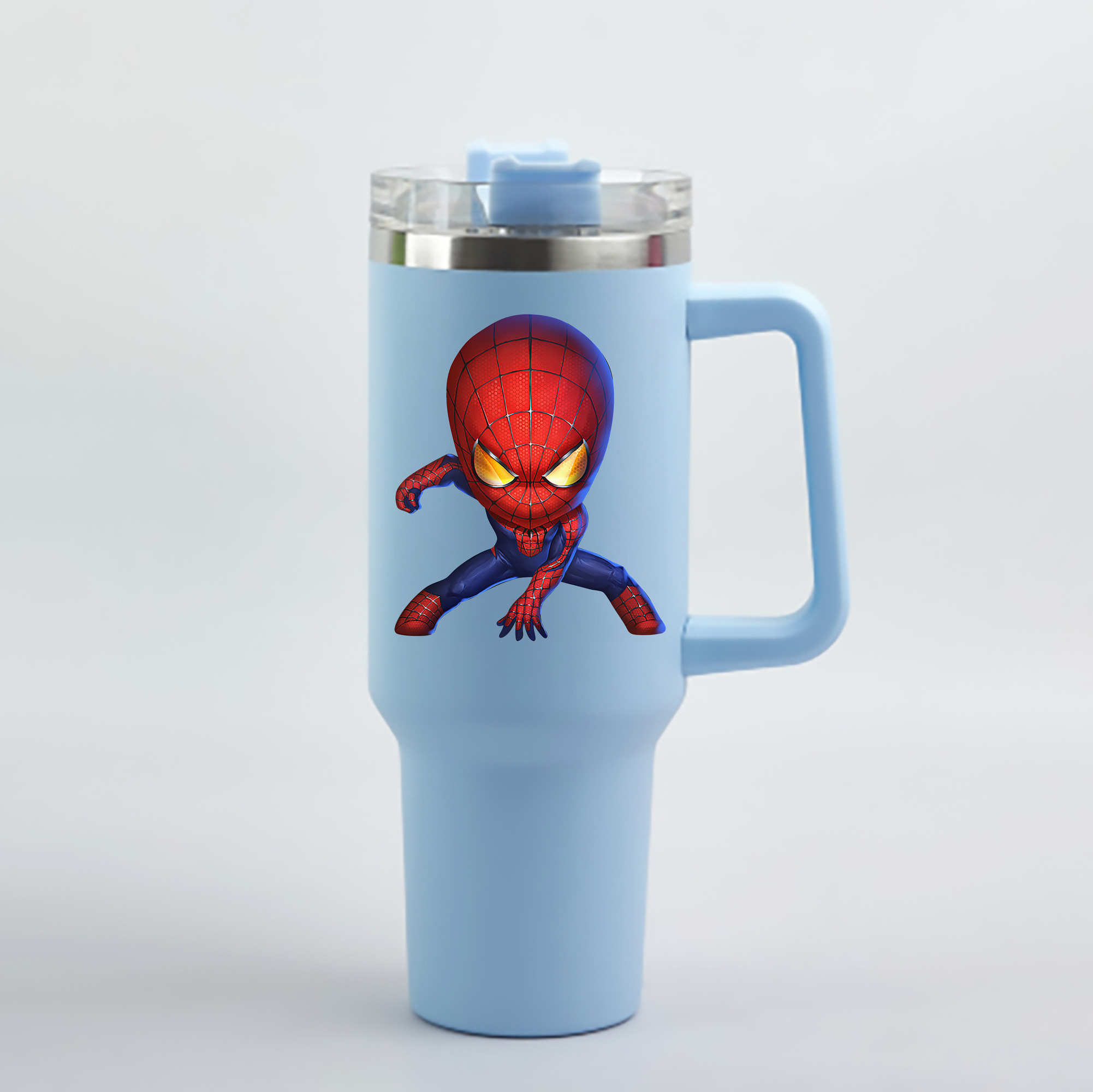 （画像用） Spider Man スパイダーマン 1200mL車用タンブラー - クリスタルステッカー（プラスチックストロー付き）
