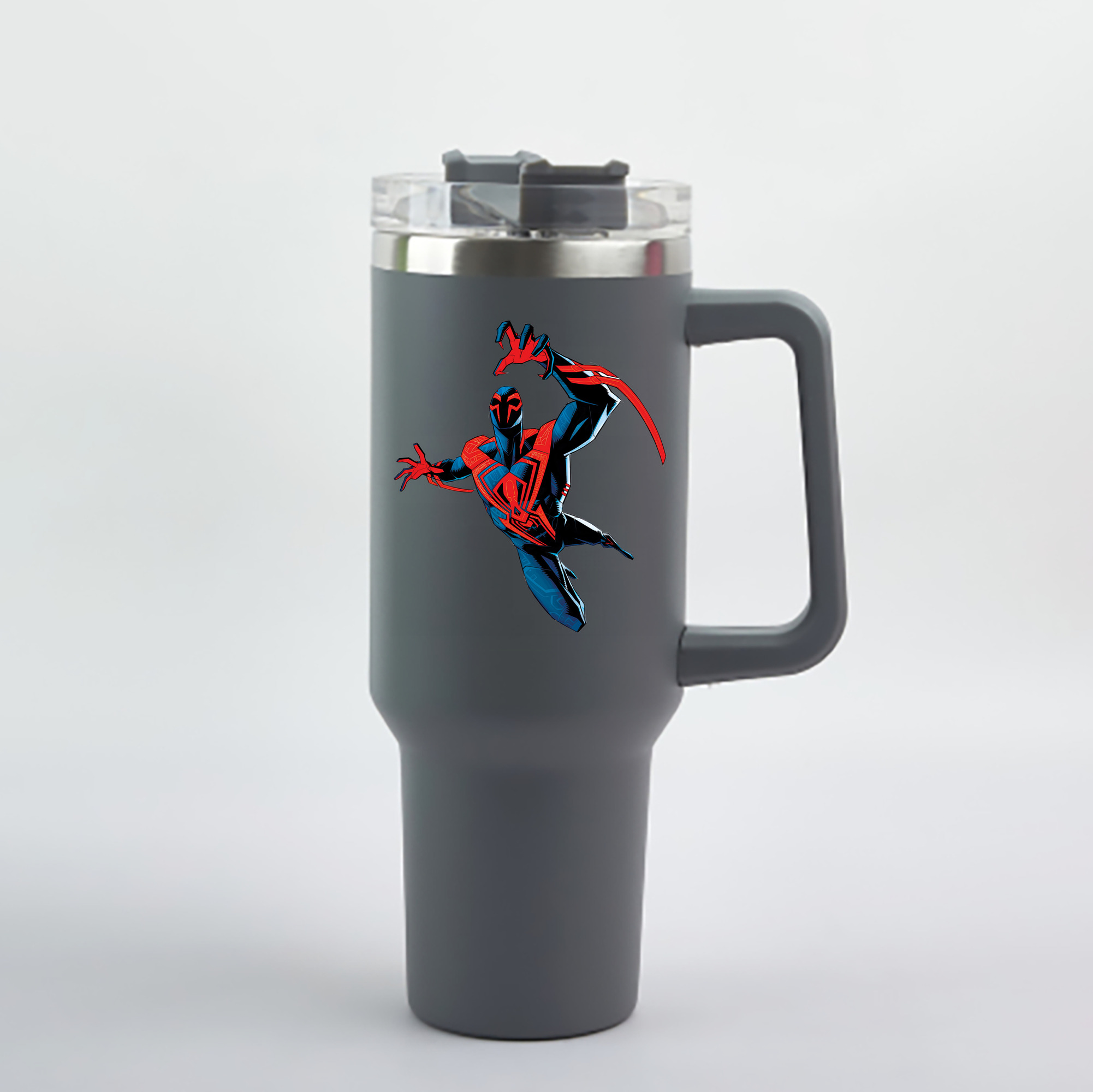 （画像用） Spider Man スパイダーマン 1200mL車用タンブラー - クリスタルステッカー（プラスチックストロー付き）