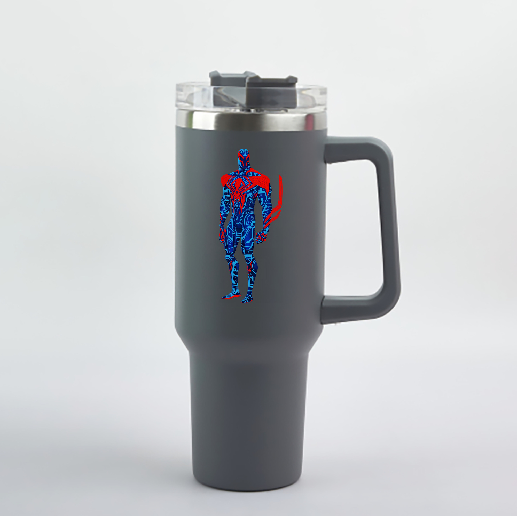 （画像用） Spider Man スパイダーマン 1200mL車用タンブラー - クリスタルステッカー（プラスチックストロー付き）
