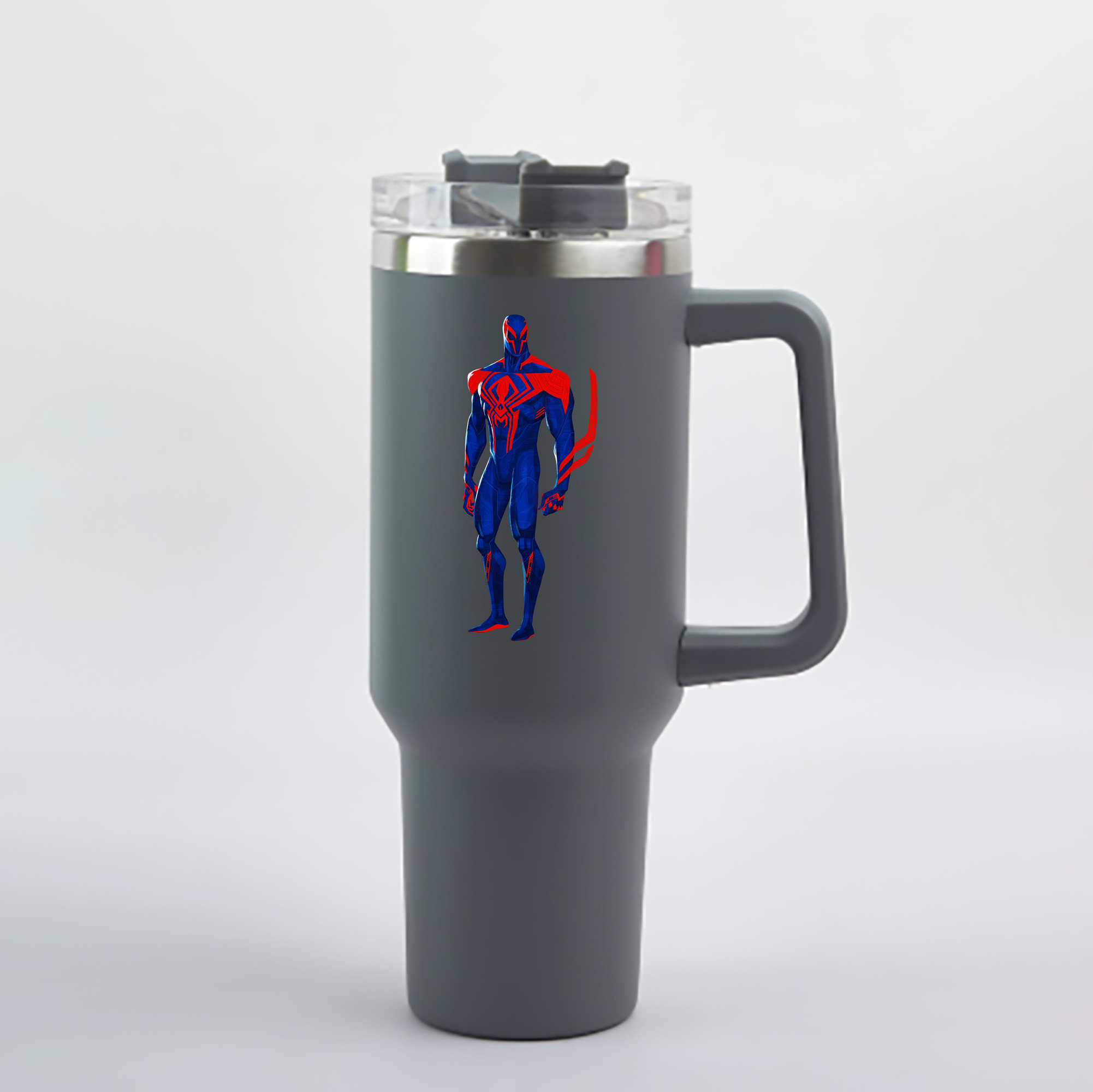 （画像用） Spider Man スパイダーマン 1200mL車用タンブラー - クリスタルステッカー（プラスチックストロー付き）