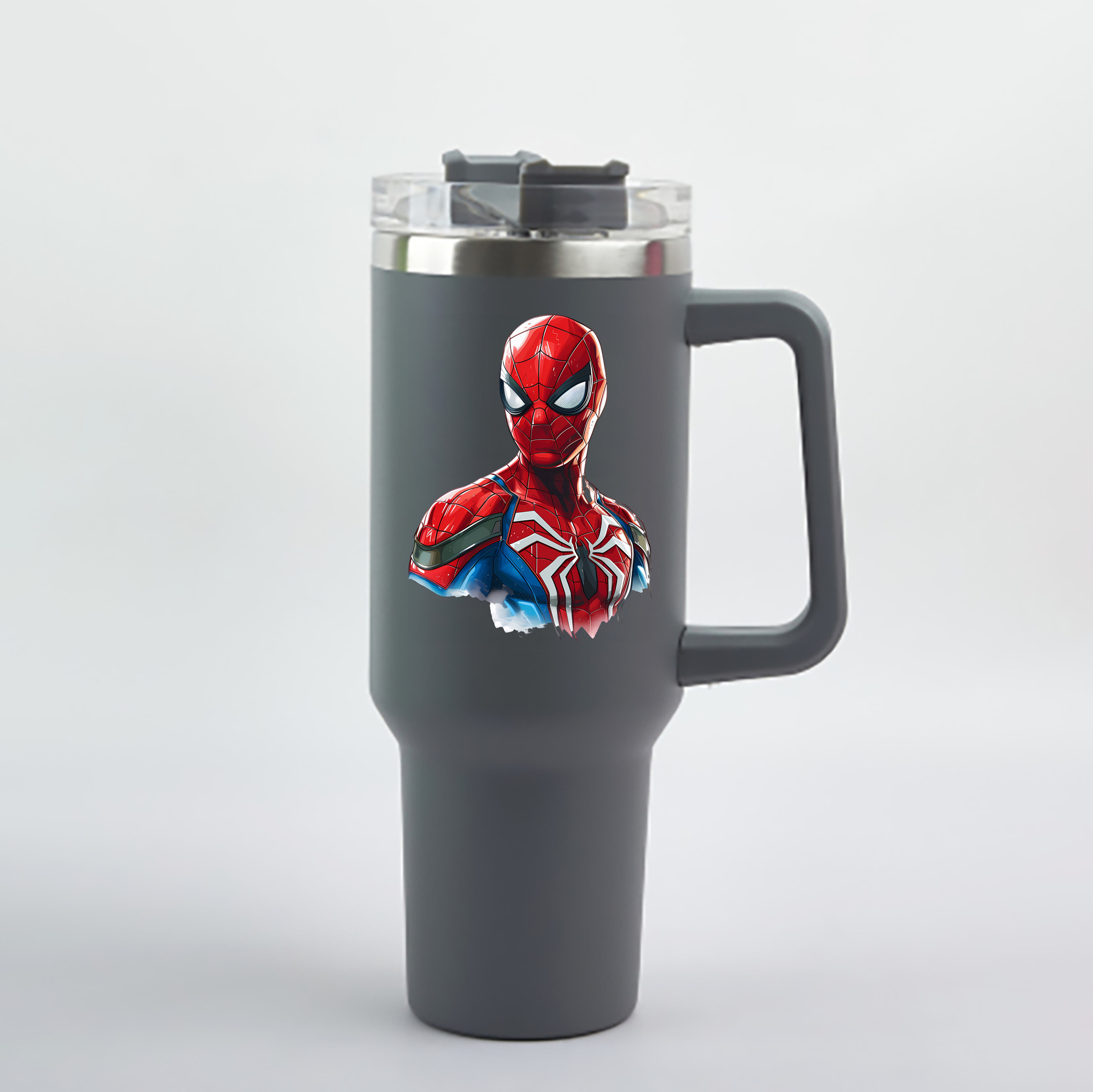 （画像用） Spider Man スパイダーマン 1200mL車用タンブラー - クリスタルステッカー（プラスチックストロー付き）