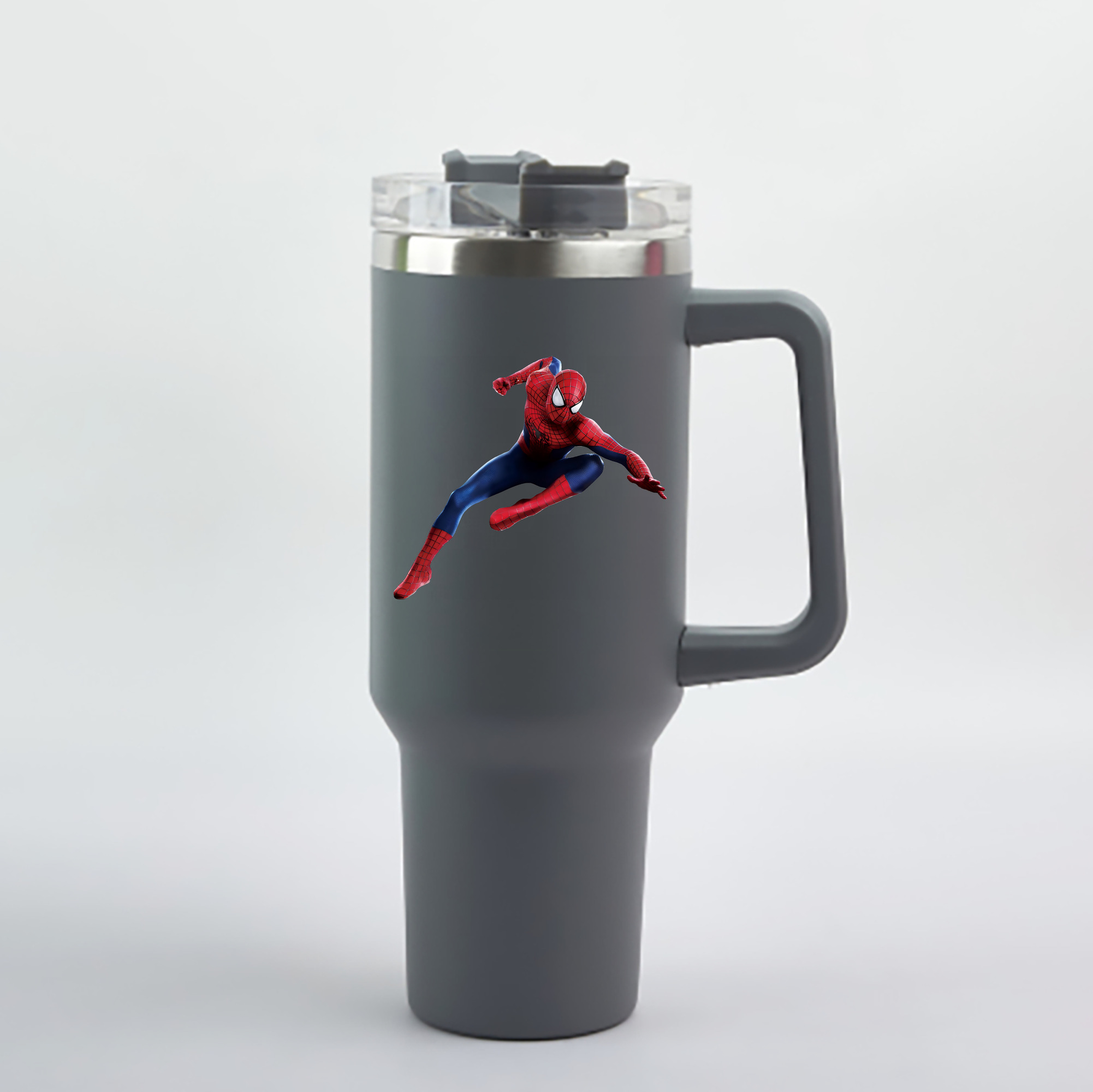（画像用） Spider Man スパイダーマン 1200mL車用タンブラー - クリスタルステッカー（プラスチックストロー付き）