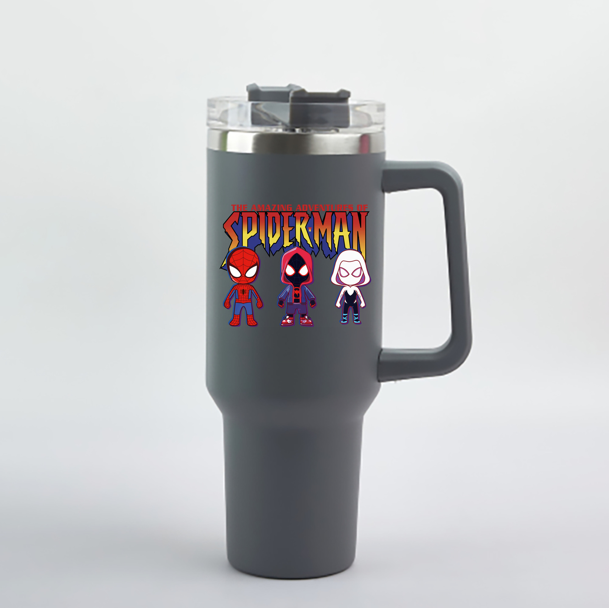 （画像用） Spider Man スパイダーマン 1200mL車用タンブラー - クリスタルステッカー（プラスチックストロー付き）