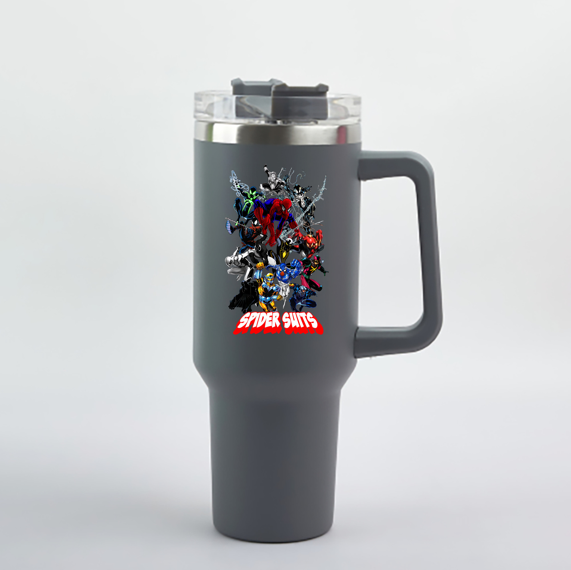 （画像用） Spider Man スパイダーマン 1200mL車用タンブラー - クリスタルステッカー（プラスチックストロー付き）