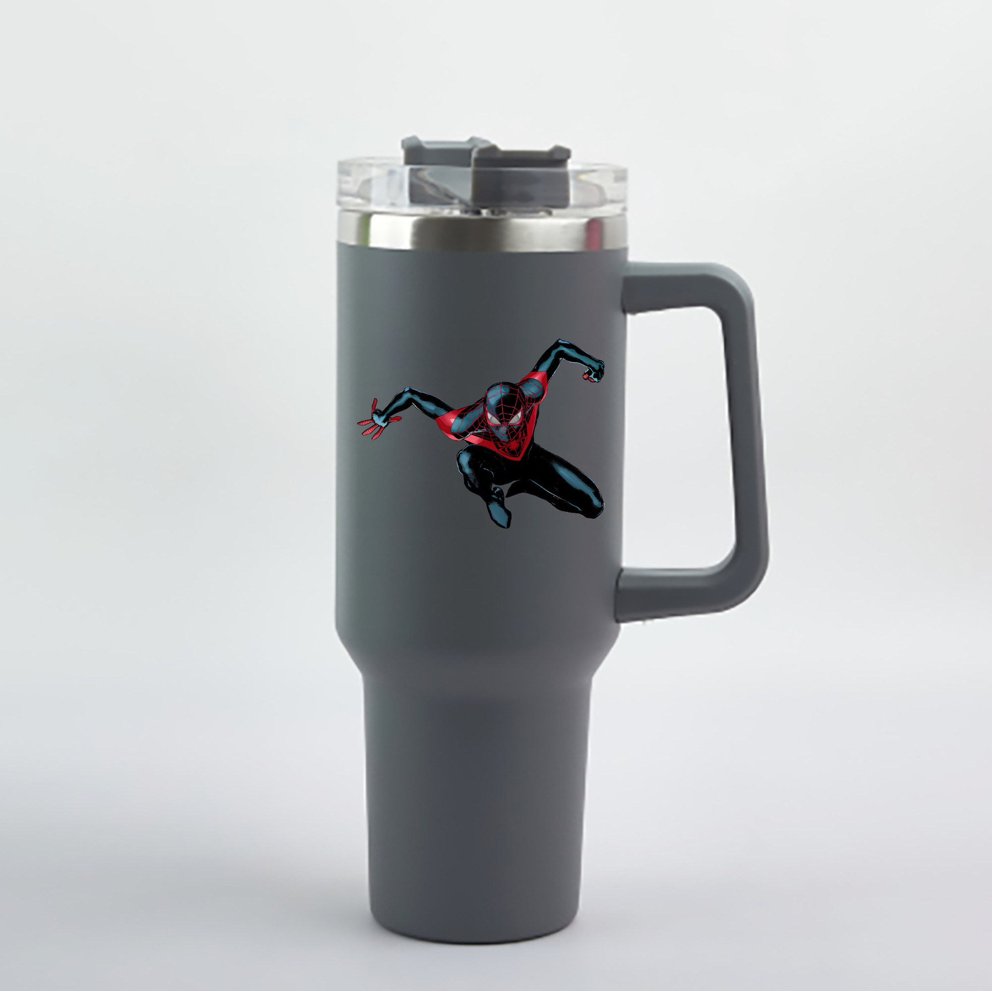 （画像用） Spider Man スパイダーマン 1200mL車用タンブラー - クリスタルステッカー（プラスチックストロー付き）