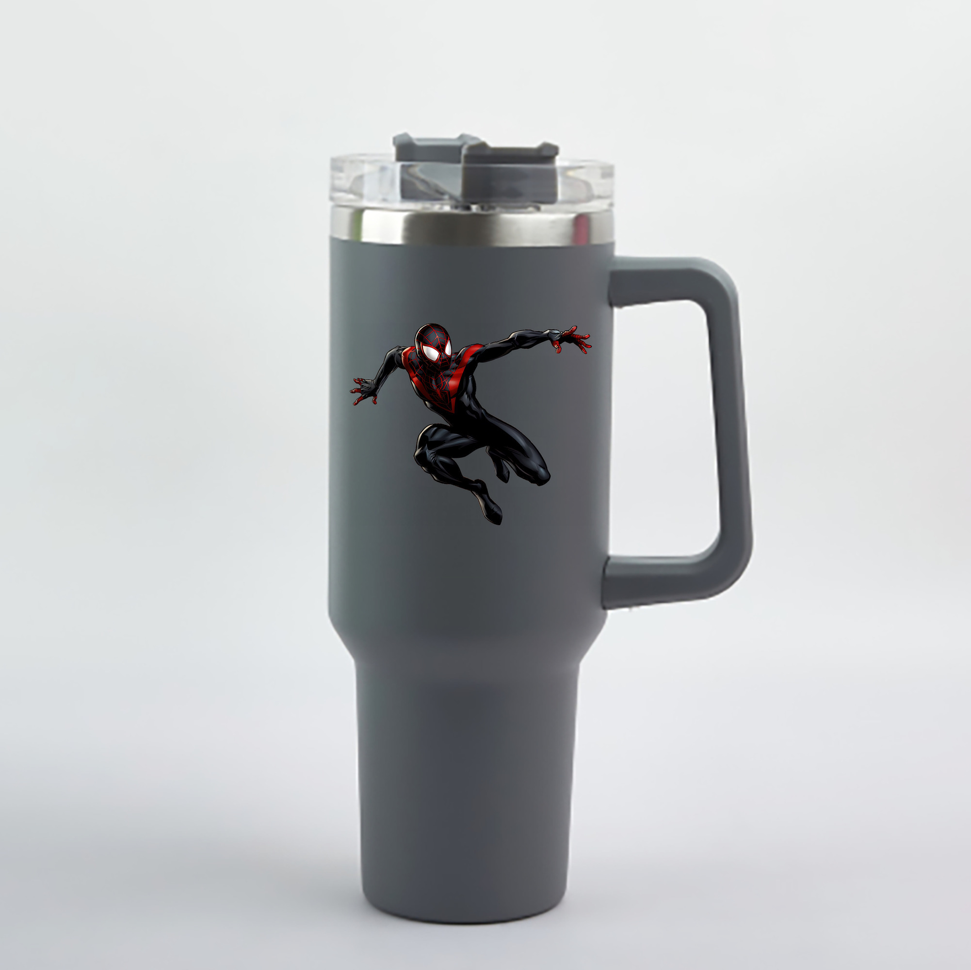 （画像用） Spider Man スパイダーマン 1200mL車用タンブラー - クリスタルステッカー（プラスチックストロー付き）