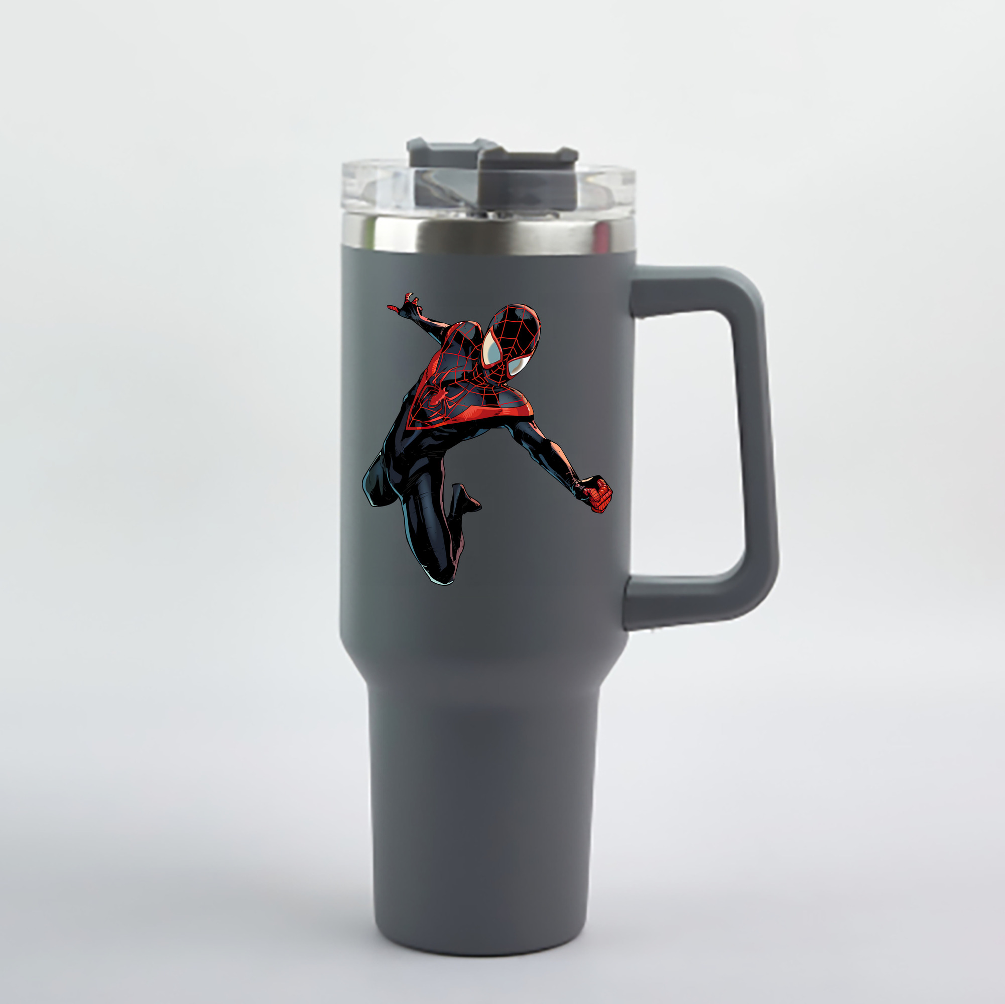 （画像用） Spider Man スパイダーマン 1200mL車用タンブラー - クリスタルステッカー（プラスチックストロー付き）