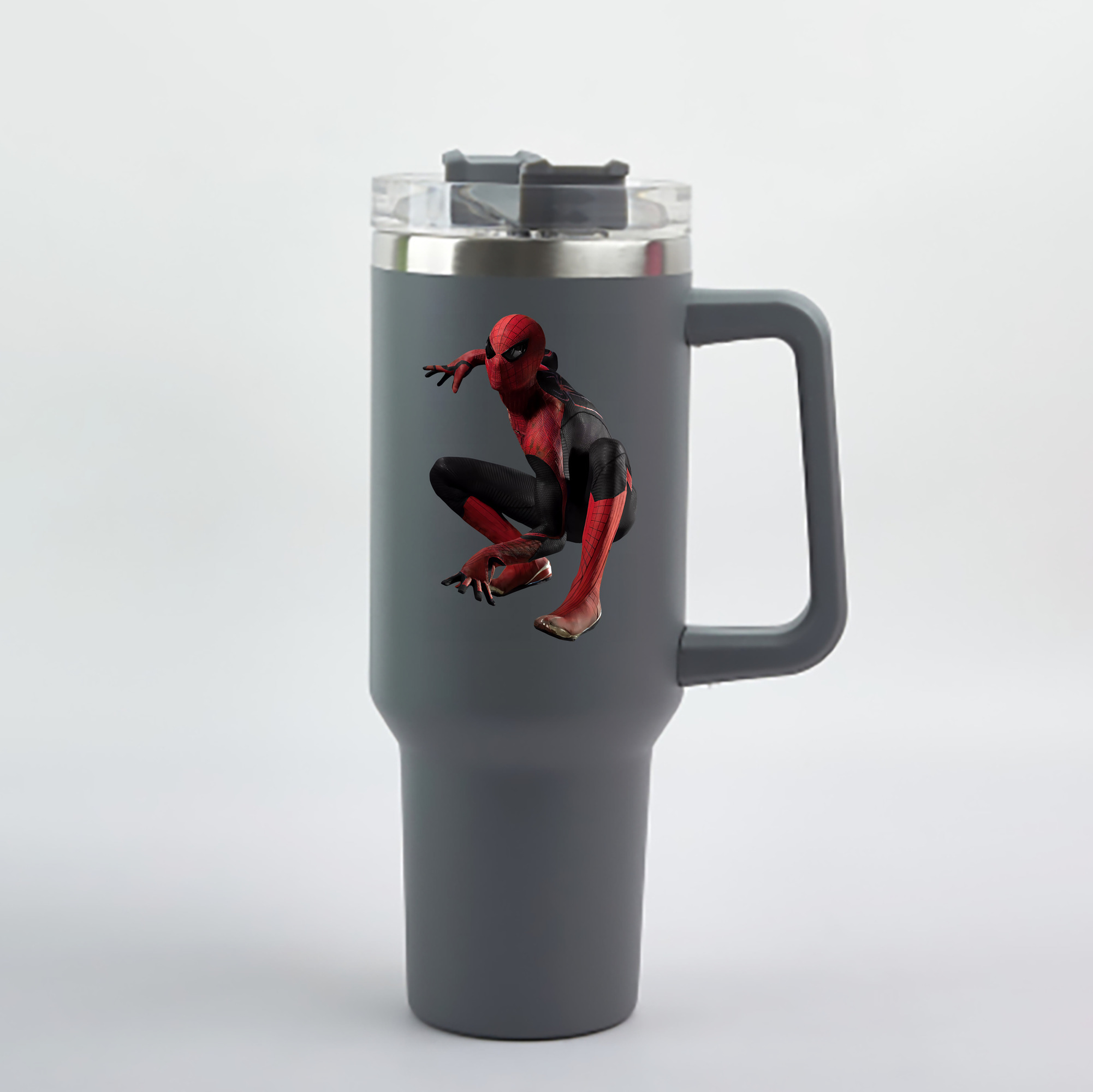 （画像用） Spider Man スパイダーマン 1200mL車用タンブラー - クリスタルステッカー（プラスチックストロー付き）