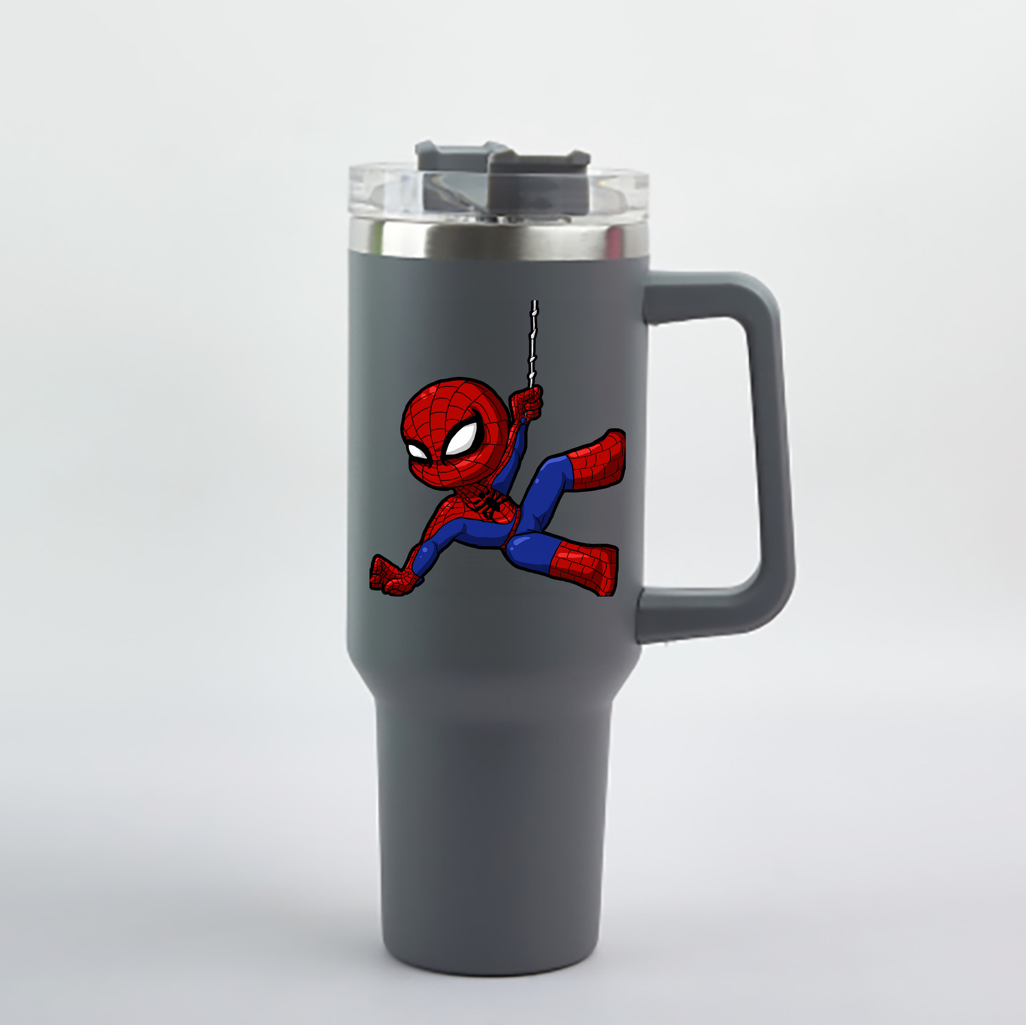 （画像用） Spider Man スパイダーマン 1200mL車用タンブラー - クリスタルステッカー（プラスチックストロー付き）