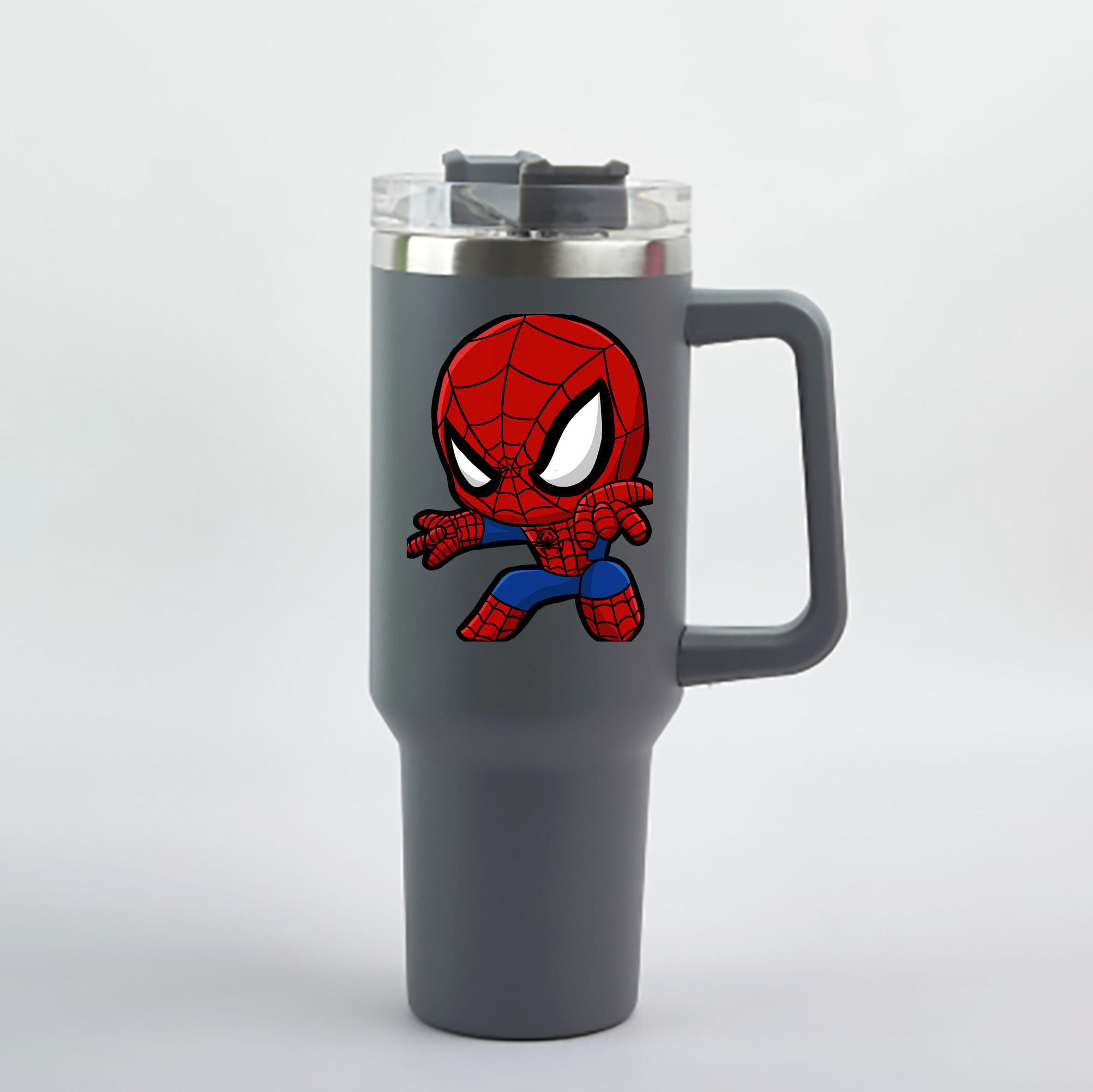 （画像用） Spider Man スパイダーマン 1200mL車用タンブラー - クリスタルステッカー（プラスチックストロー付き）