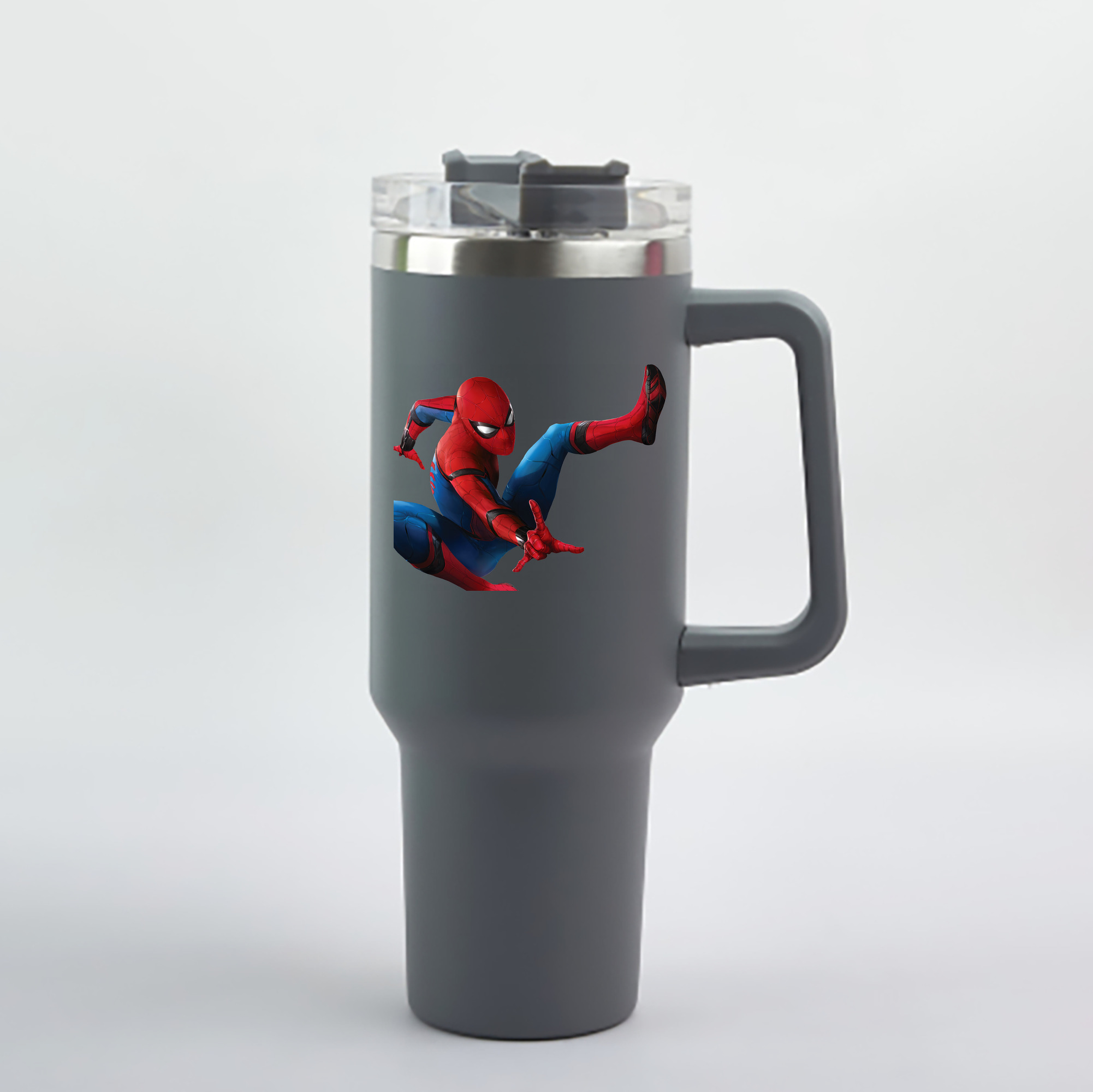 （画像用） Spider Man スパイダーマン 1200mL車用タンブラー - クリスタルステッカー（プラスチックストロー付き）