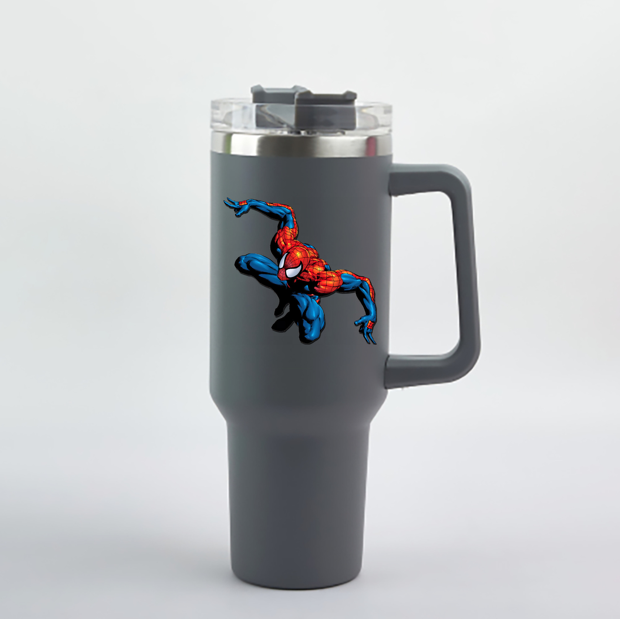（画像用） Spider Man スパイダーマン 1200mL車用タンブラー - クリスタルステッカー（プラスチックストロー付き）