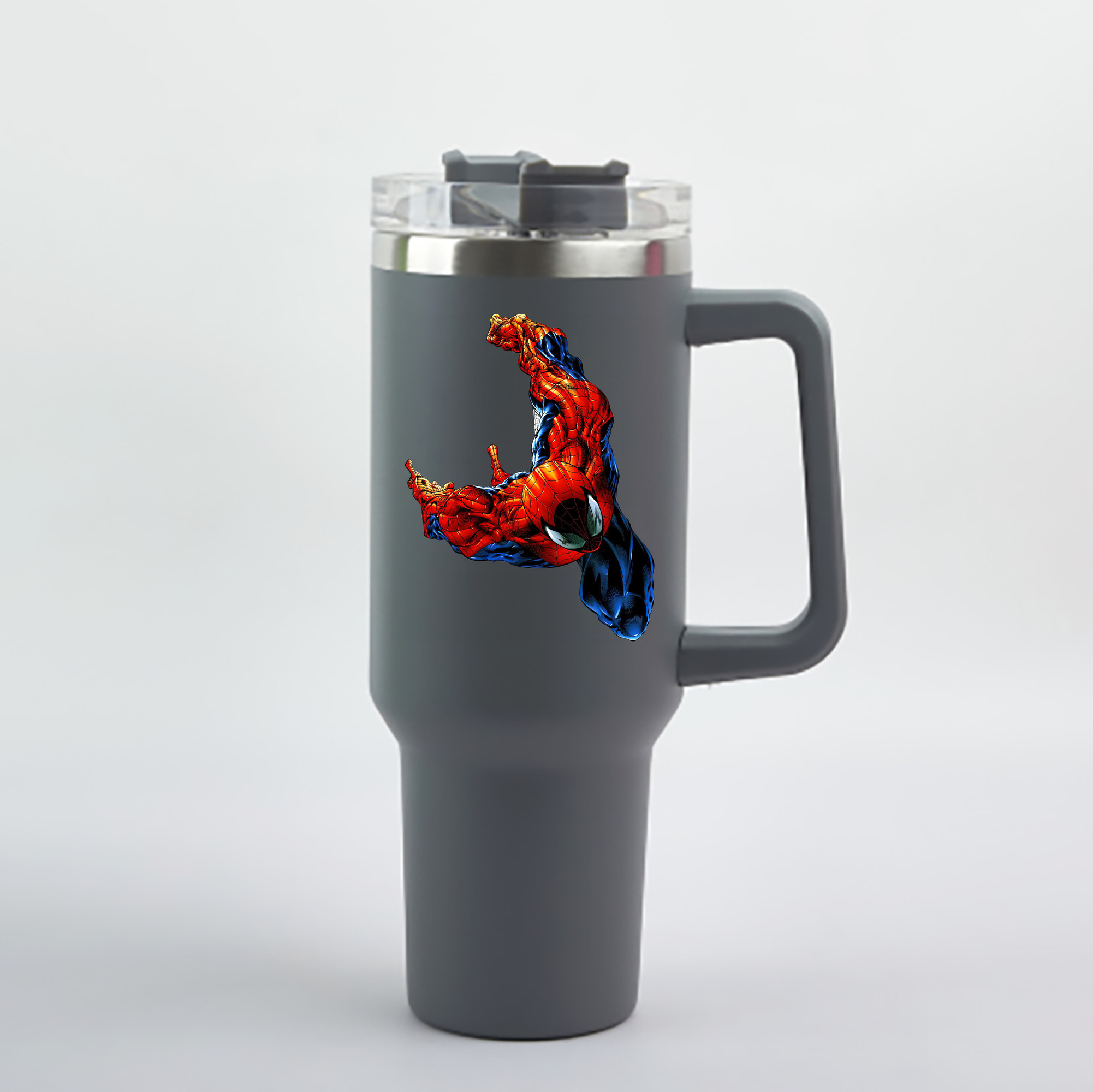 （画像用） Spider Man スパイダーマン 1200mL車用タンブラー - クリスタルステッカー（プラスチックストロー付き）
