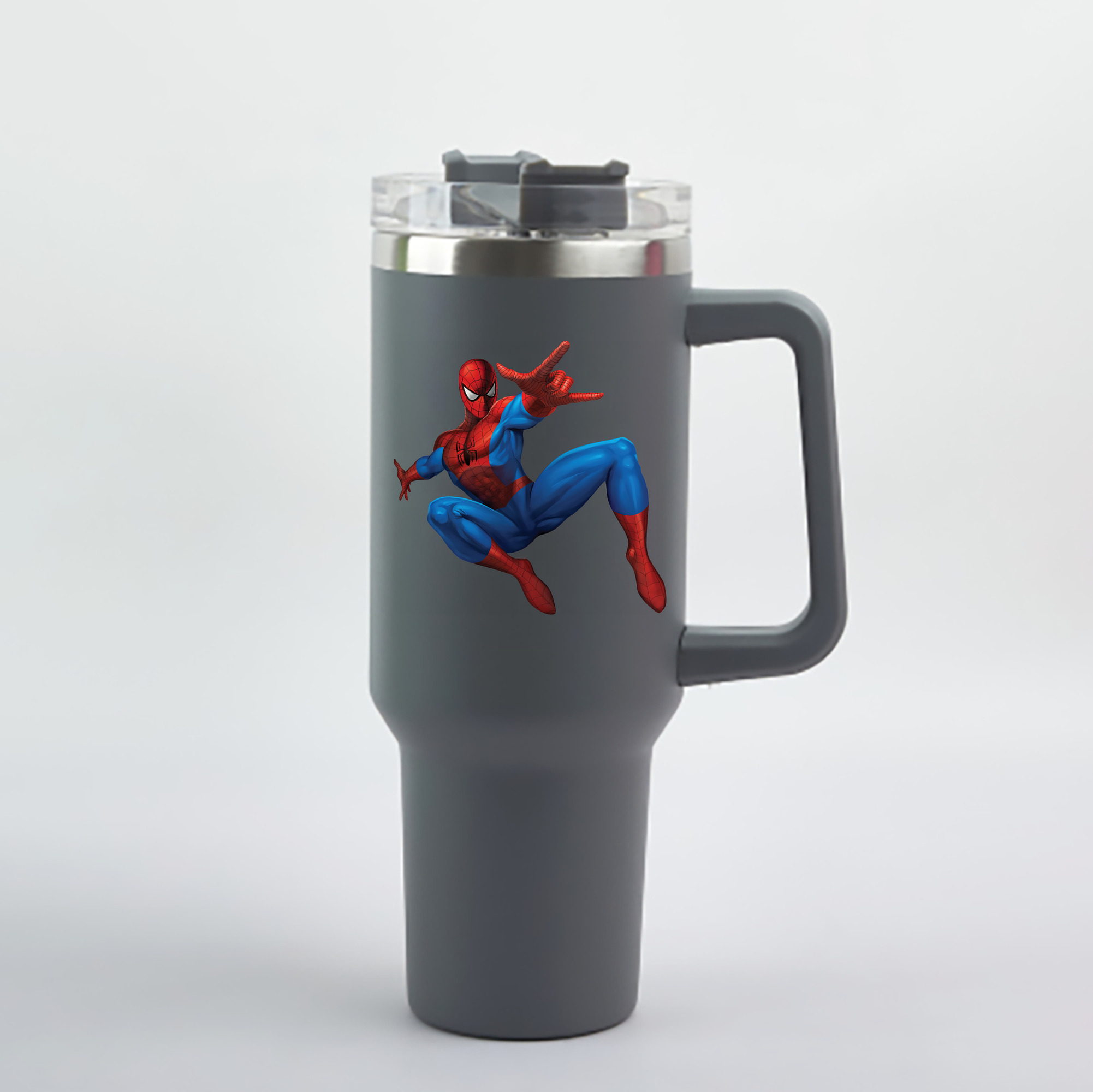 （画像用） Spider Man スパイダーマン 1200mL車用タンブラー - クリスタルステッカー（プラスチックストロー付き）