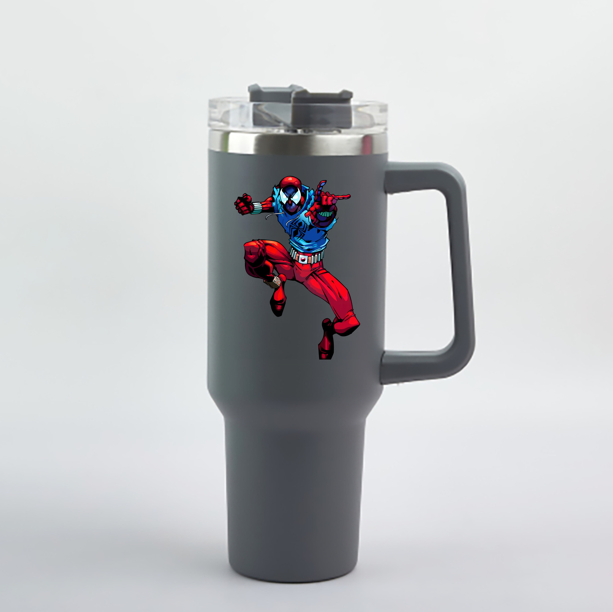 （画像用） Spider Man スパイダーマン 1200mL車用タンブラー - クリスタルステッカー（プラスチックストロー付き）