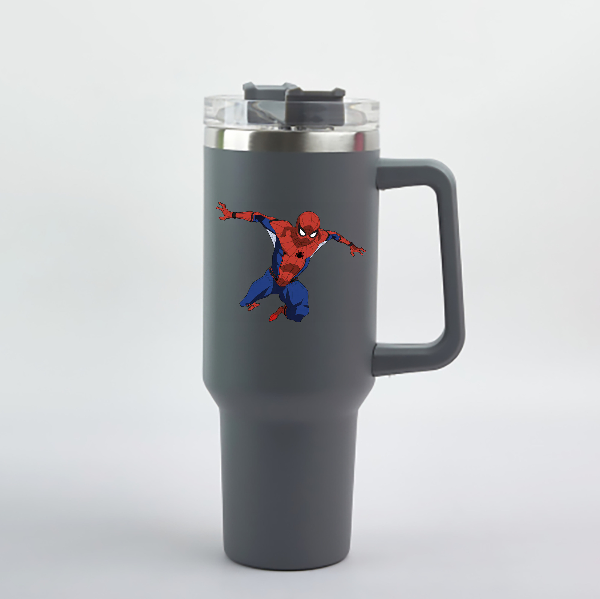 （画像用） Spider Man スパイダーマン 1200mL車用タンブラー - クリスタルステッカー（プラスチックストロー付き）