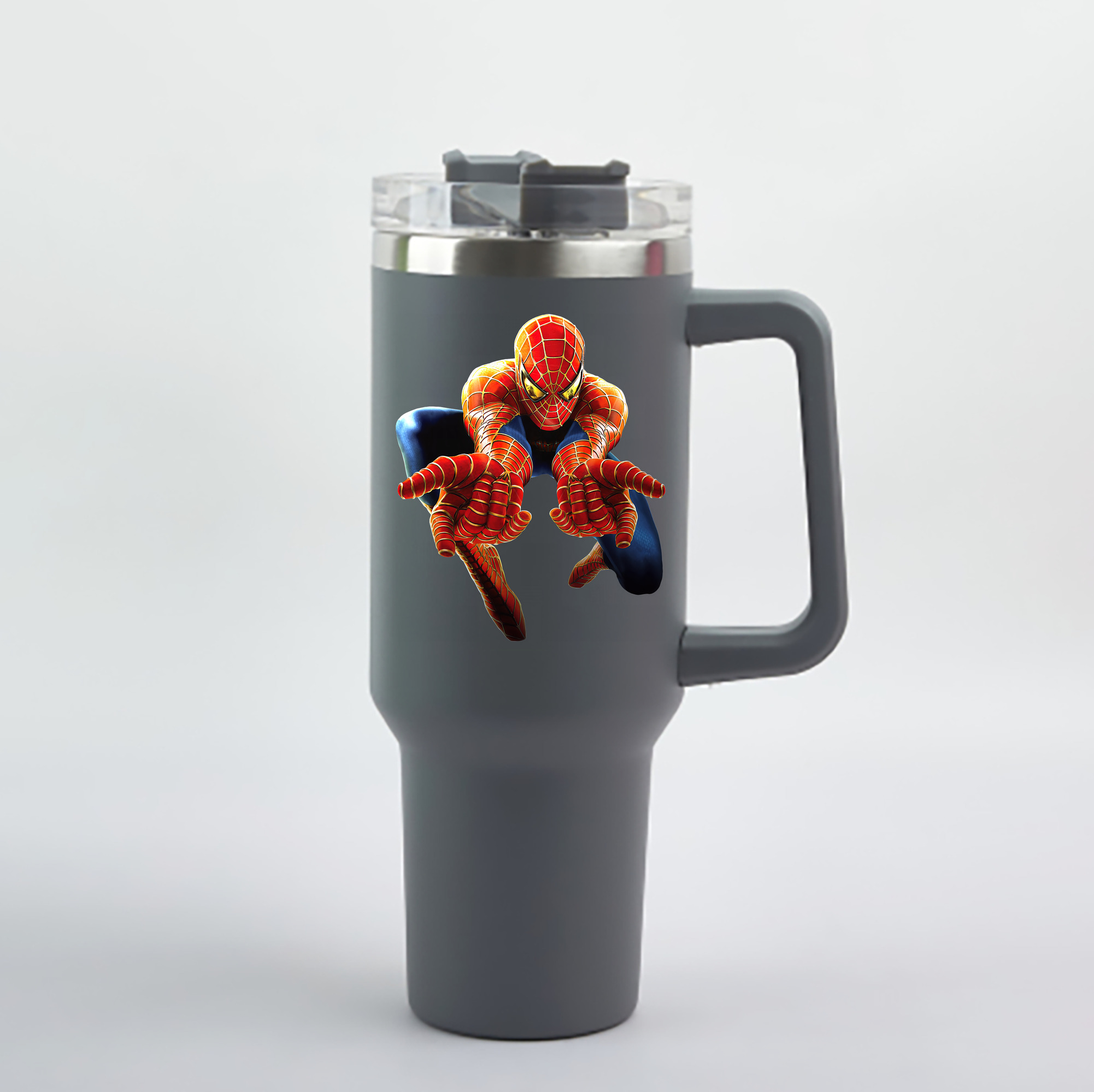 （画像用） Spider Man スパイダーマン 1200mL車用タンブラー - クリスタルステッカー（プラスチックストロー付き）