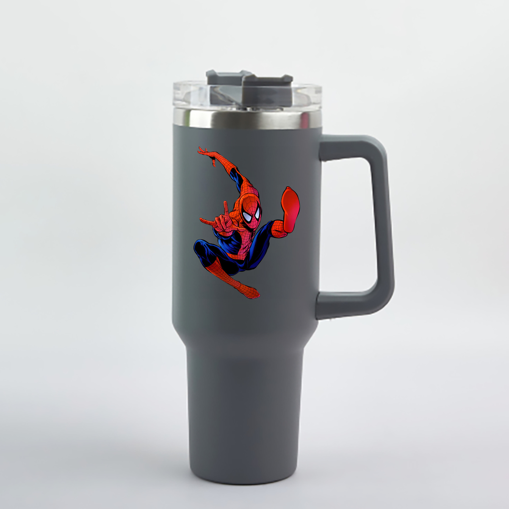 （画像用） Spider Man スパイダーマン 1200mL車用タンブラー - クリスタルステッカー（プラスチックストロー付き）