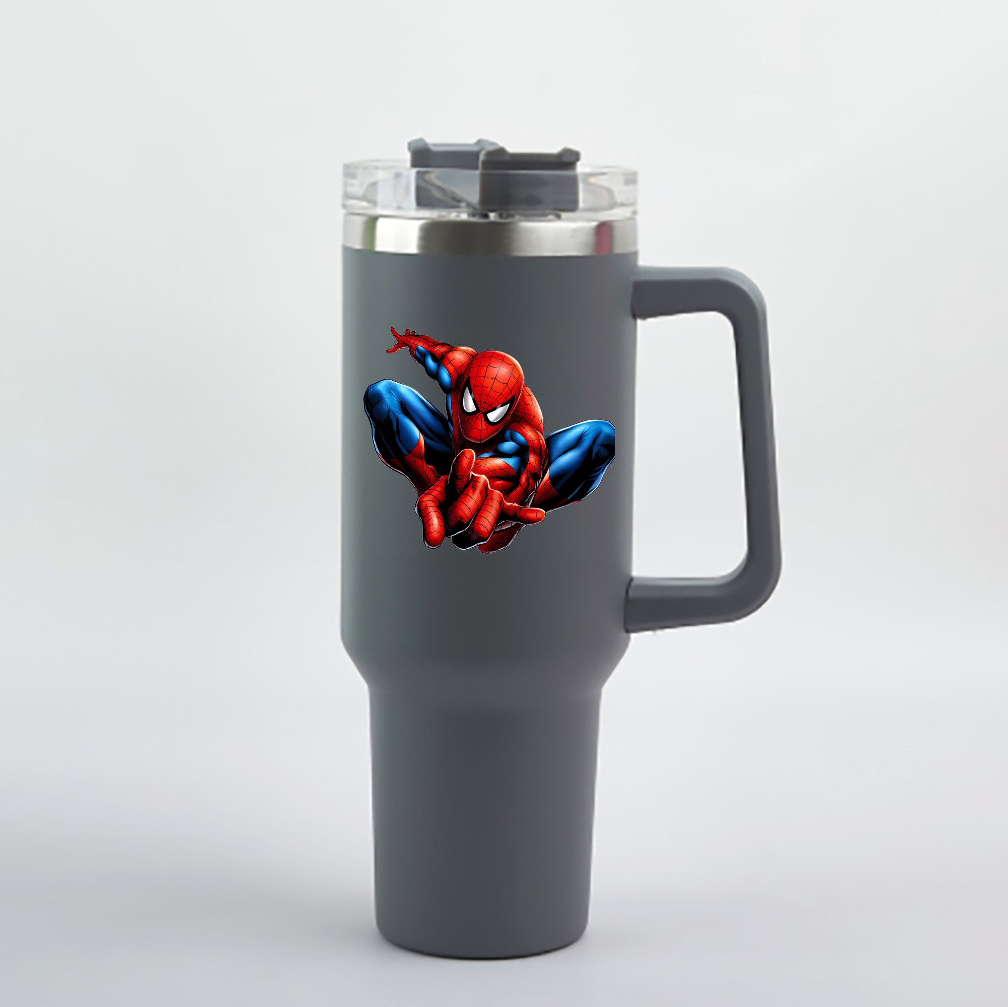 （画像用） Spider Man スパイダーマン 1200mL車用タンブラー - クリスタルステッカー（プラスチックストロー付き）