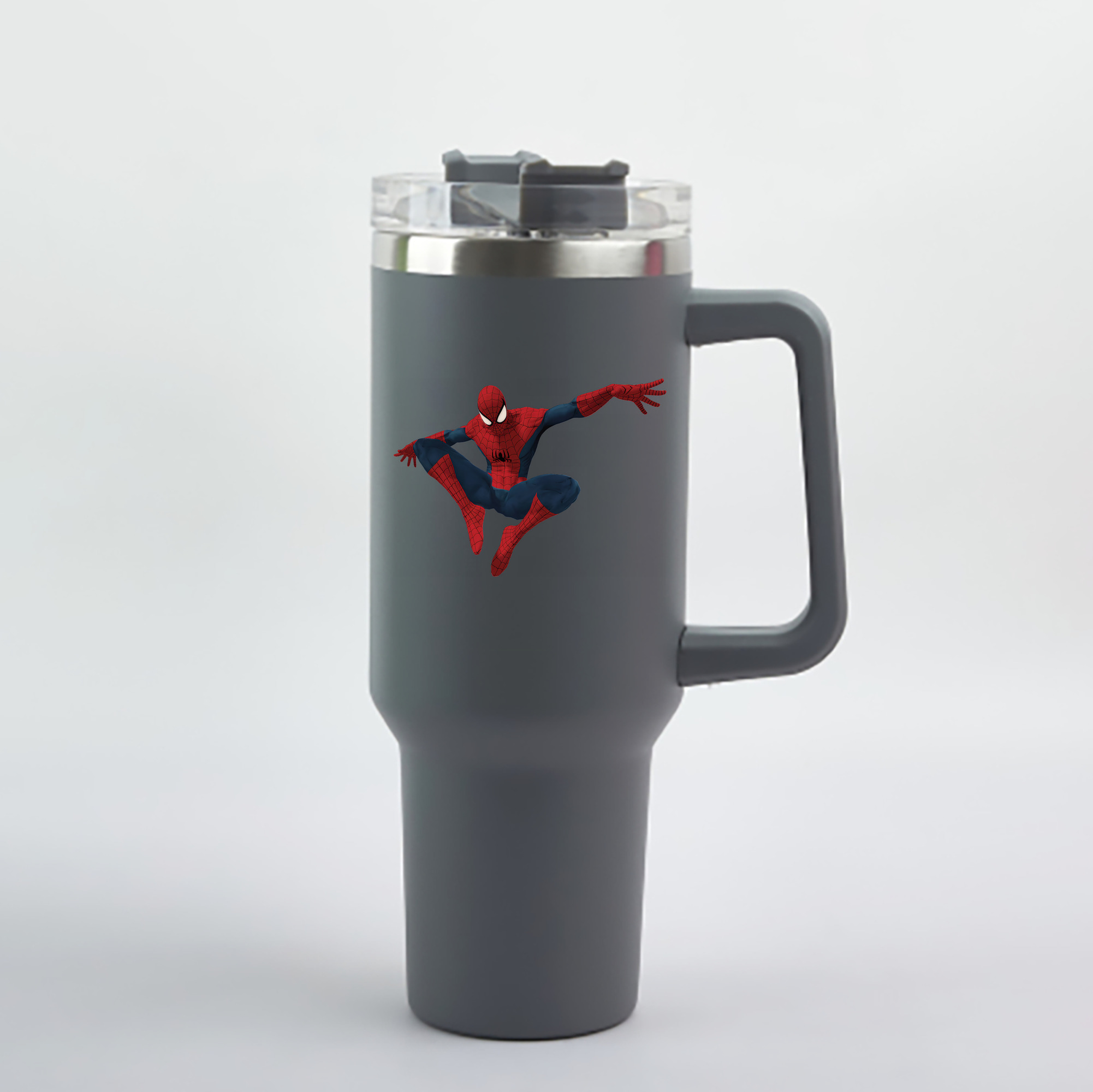 （画像用） Spider Man スパイダーマン 1200mL車用タンブラー - クリスタルステッカー（プラスチックストロー付き）