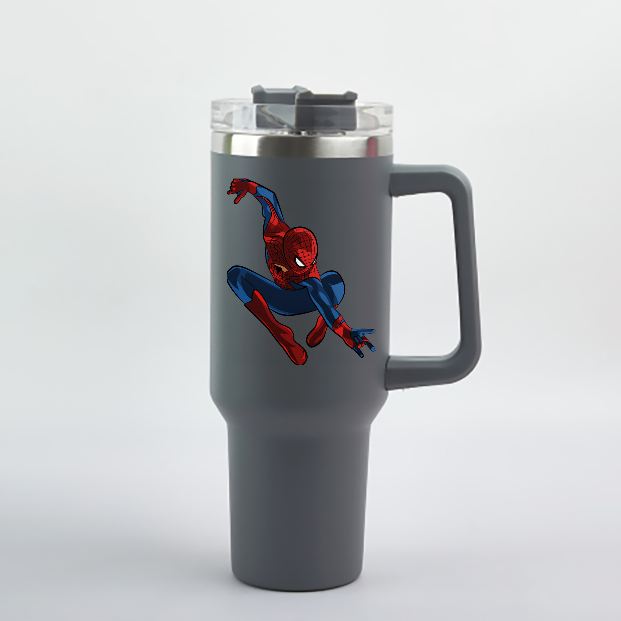 （画像用） Spider Man スパイダーマン 1200mL車用タンブラー - クリスタルステッカー（プラスチックストロー付き）