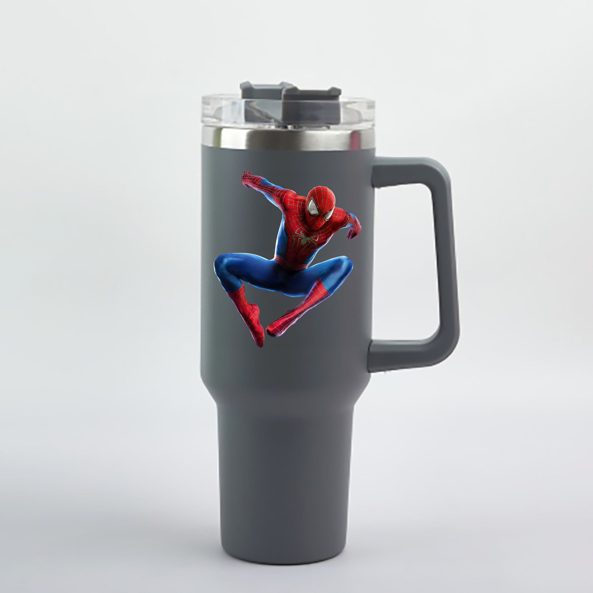 （画像用） Spider Man スパイダーマン 1200mL車用タンブラー - クリスタルステッカー（プラスチックストロー付き）