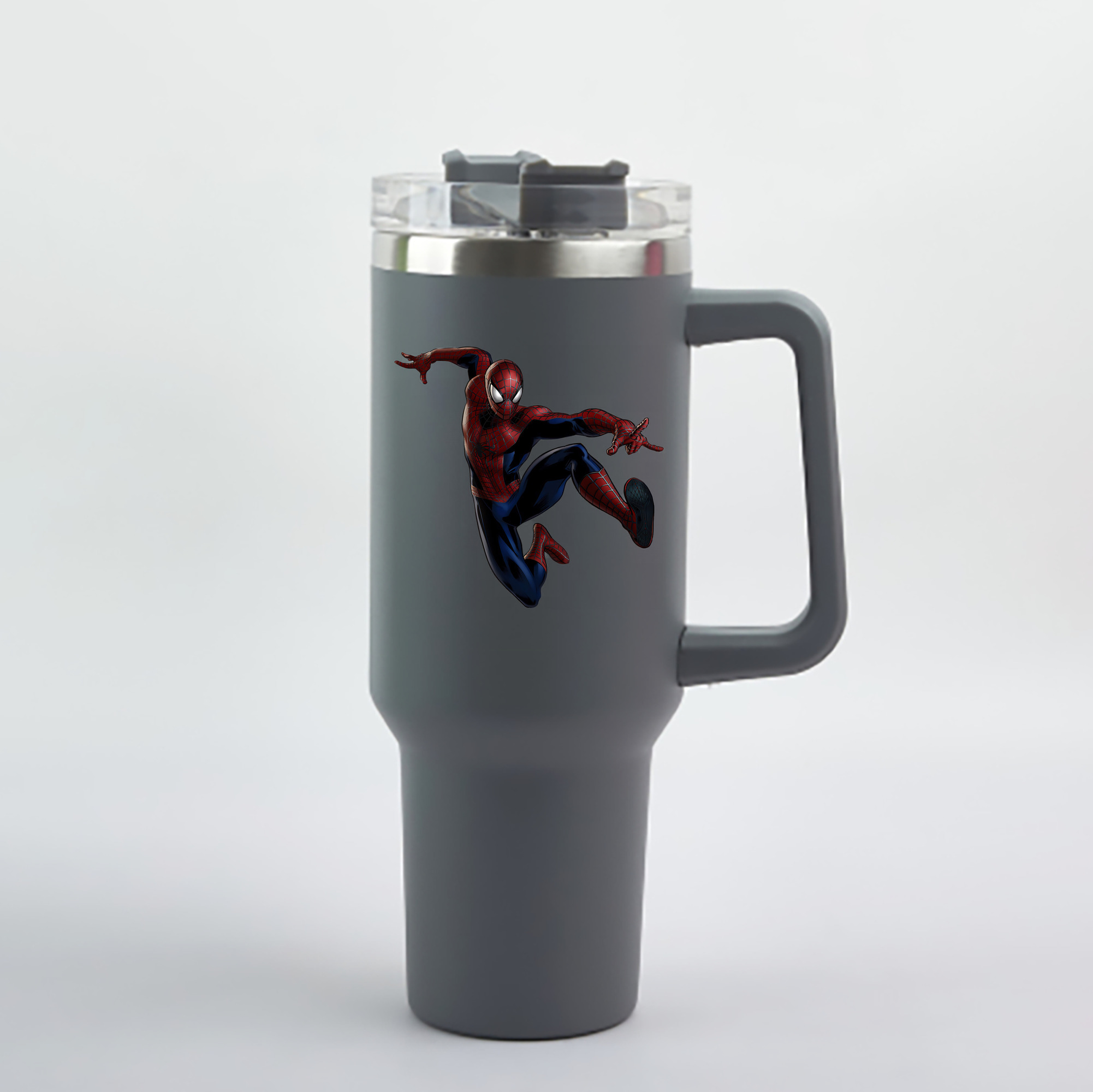 （画像用） Spider Man スパイダーマン 1200mL車用タンブラー - クリスタルステッカー（プラスチックストロー付き）